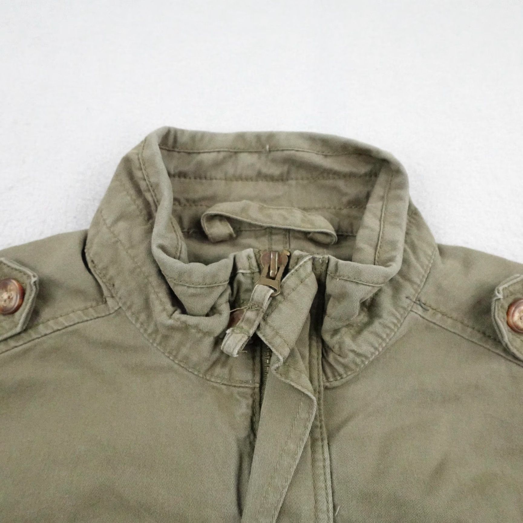 Vintage Roebuck Jacket Mens Large Green Military Field Coat Full Zip Button Up Utility Size US L / EU 52-54 / 3 - 2 Thumbnail