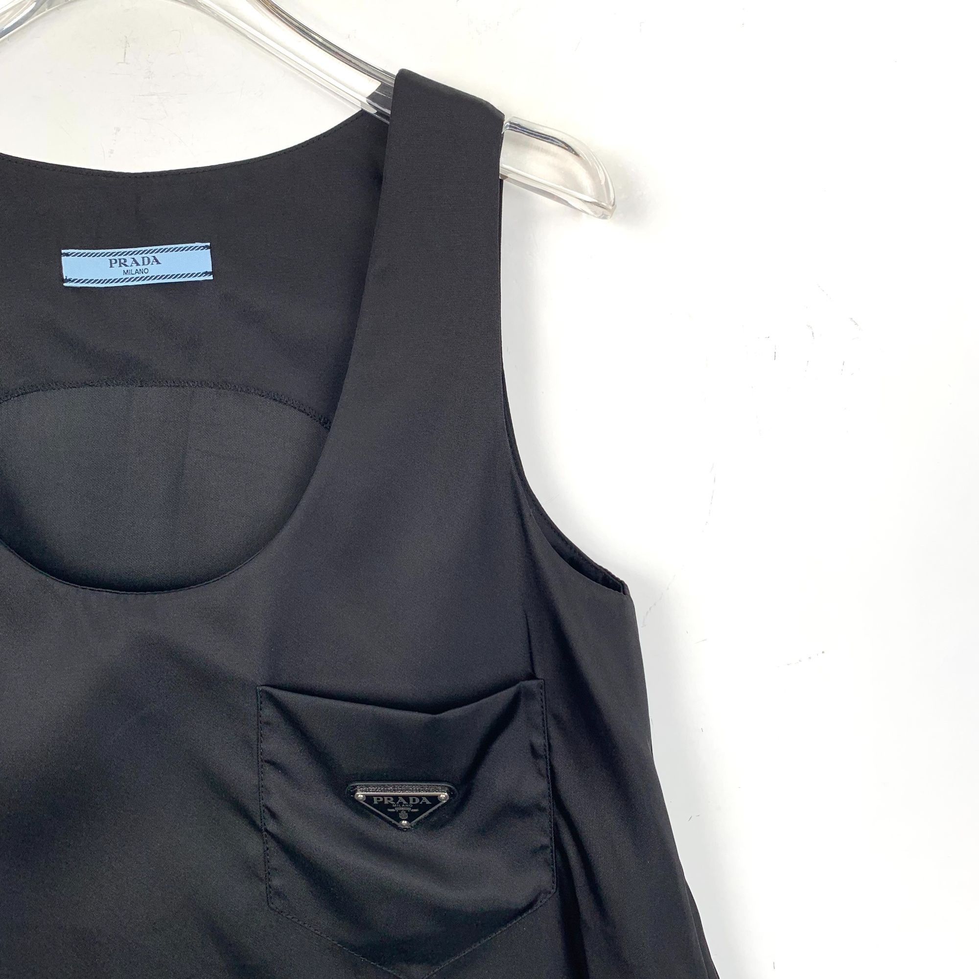 Prada Prada Black Triangle Logo Sleeveless Crew Neck Dress (Size X Size XS / US 0-2 / IT 36-38 - 9 Thumbnail