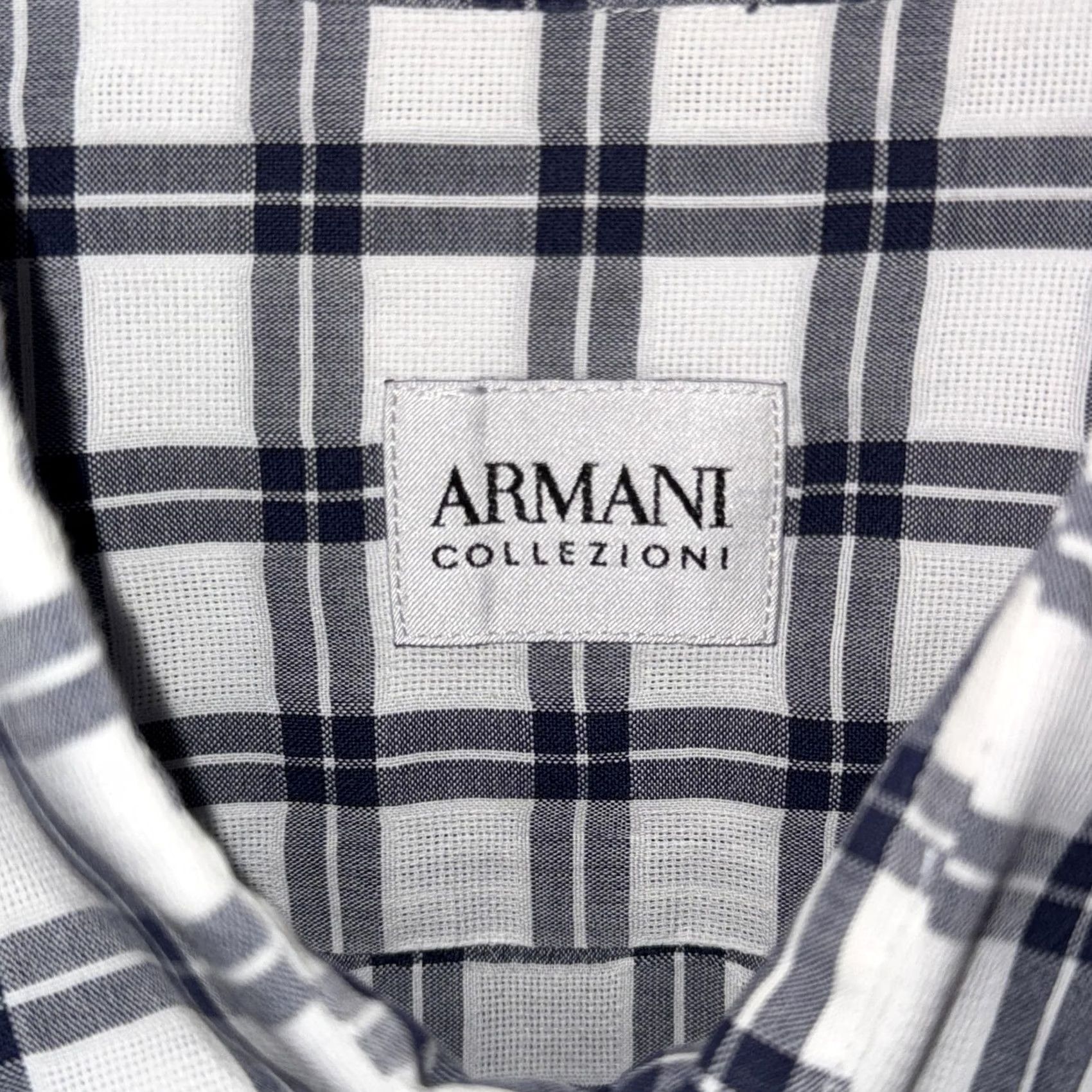 Armani Armani Collezioni Shirt Mens Large White Blue Plaid Long Sleeve Button Front Size US L / EU 52-54 / 3 - 5 Thumbnail