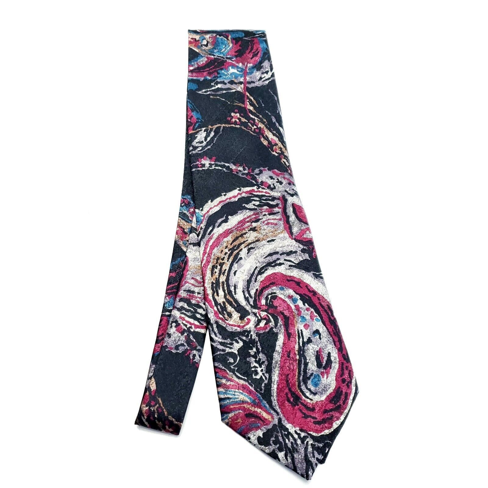 Designer Stefano Man Silk Tie Print Black Red Abstract Size ONE SIZE - 6 Thumbnail
