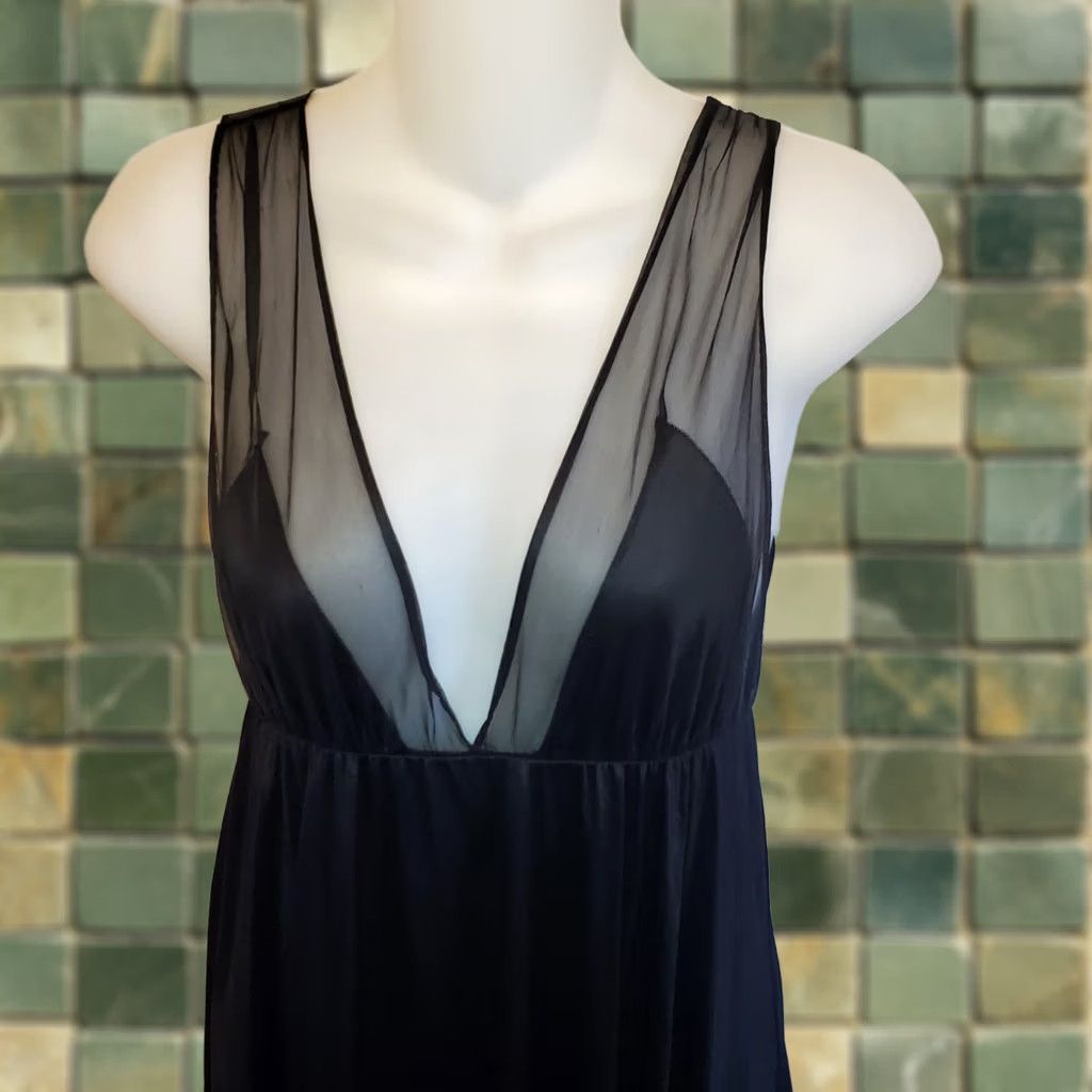 Vintage VINTAGE Maxi Sheer Black Slip Dress Sz S 70s V-Neck Pullover Party/Cocktail Womens Sexy Gothic USA 70s City Classic Tattoo Modern Design Size S / US 4 / IT 40 - 1 Thumbnail