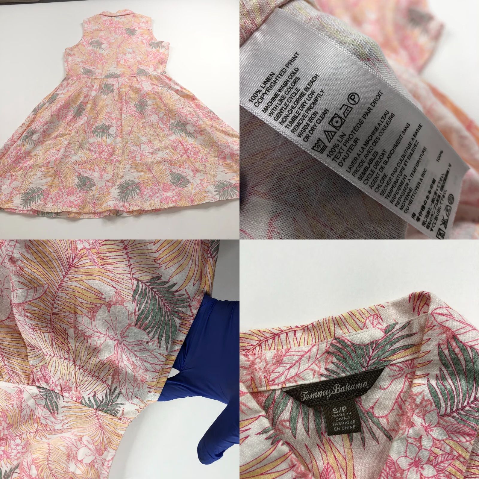 Tommy Bahama Tommy Bahama Dress Shirt? No, Floral Linen A-Line Short Dress Orange MINT Womens S Small 100% Linen Button Above Knee Sleeveless Casual Vintage No Size S / US 4 / IT 40 - 8 Thumbnail