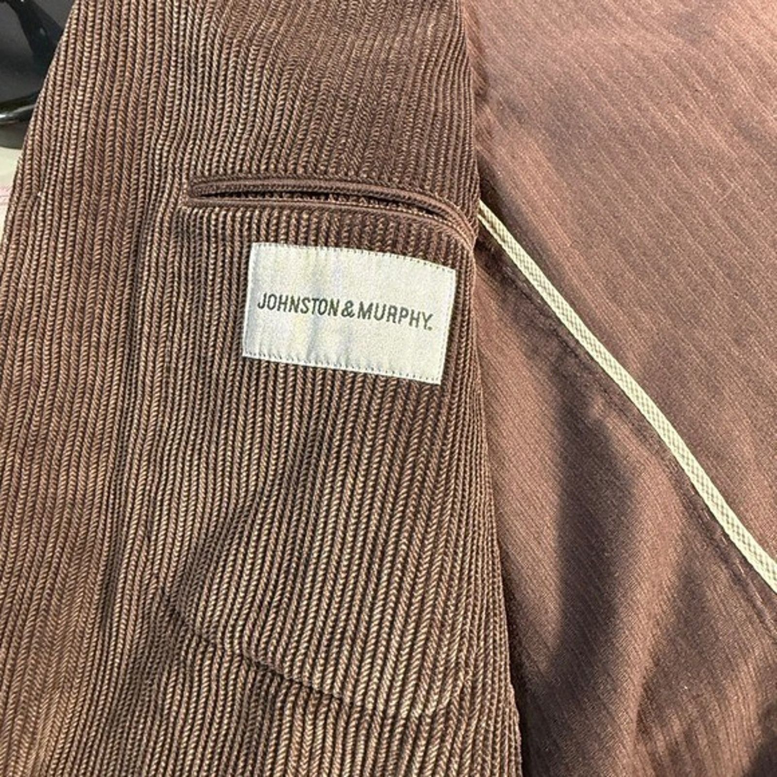 Johnston & Murphy Johnston Murphy Mens Brown Corduroy Blazer Jacket Size M Size 38R - 6 Thumbnail