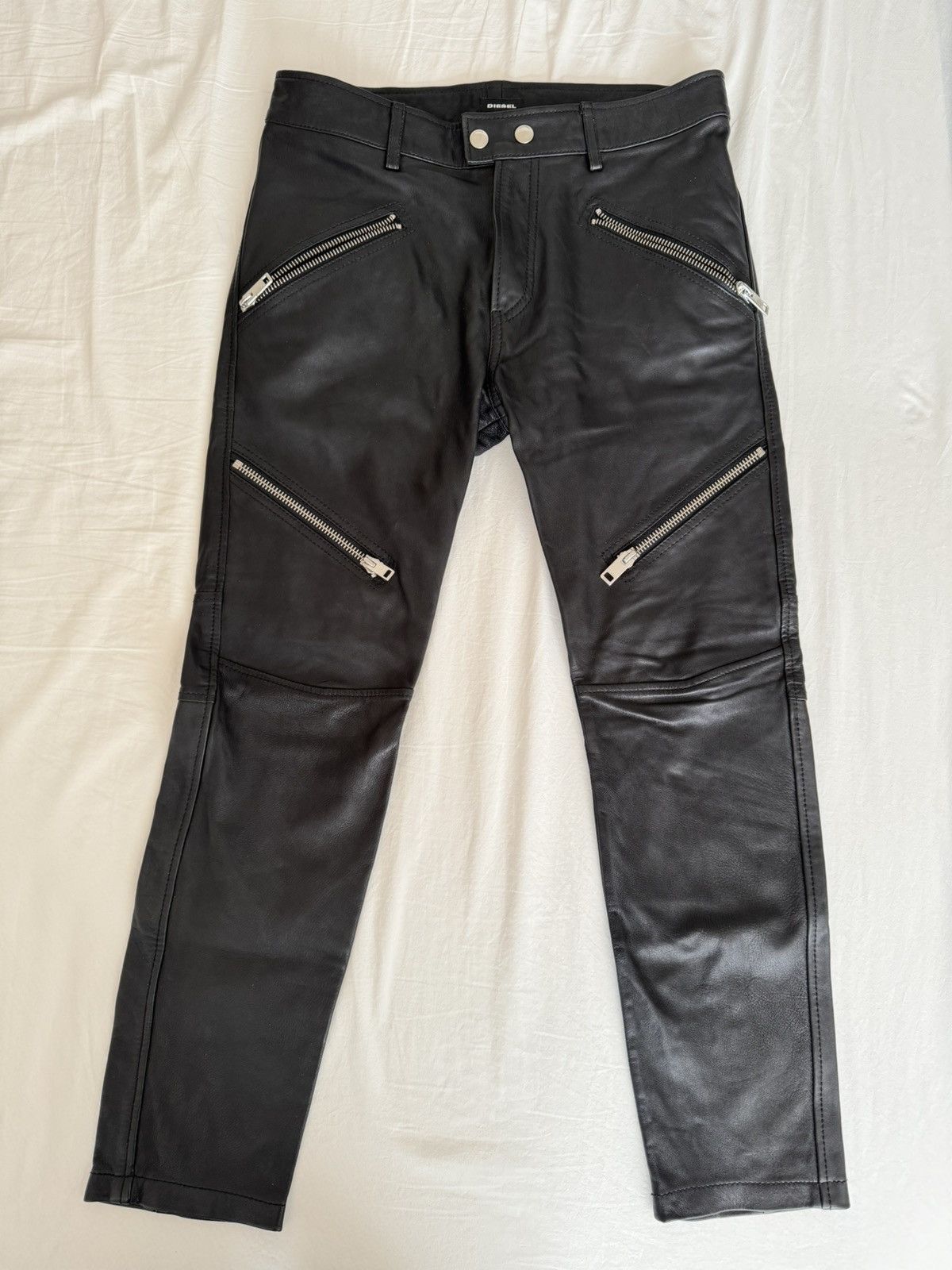 Diesel DIESEL Black Leather Pants Size US 31 - 1 Thumbnail
