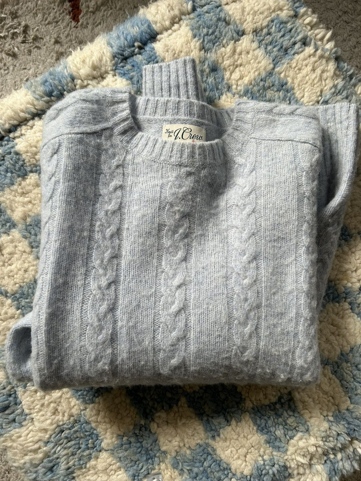 J.Crew J. Crew Light Blue Cable Knit Shetland Sweater Size US M / EU 48-50 / 2 - 3 Thumbnail