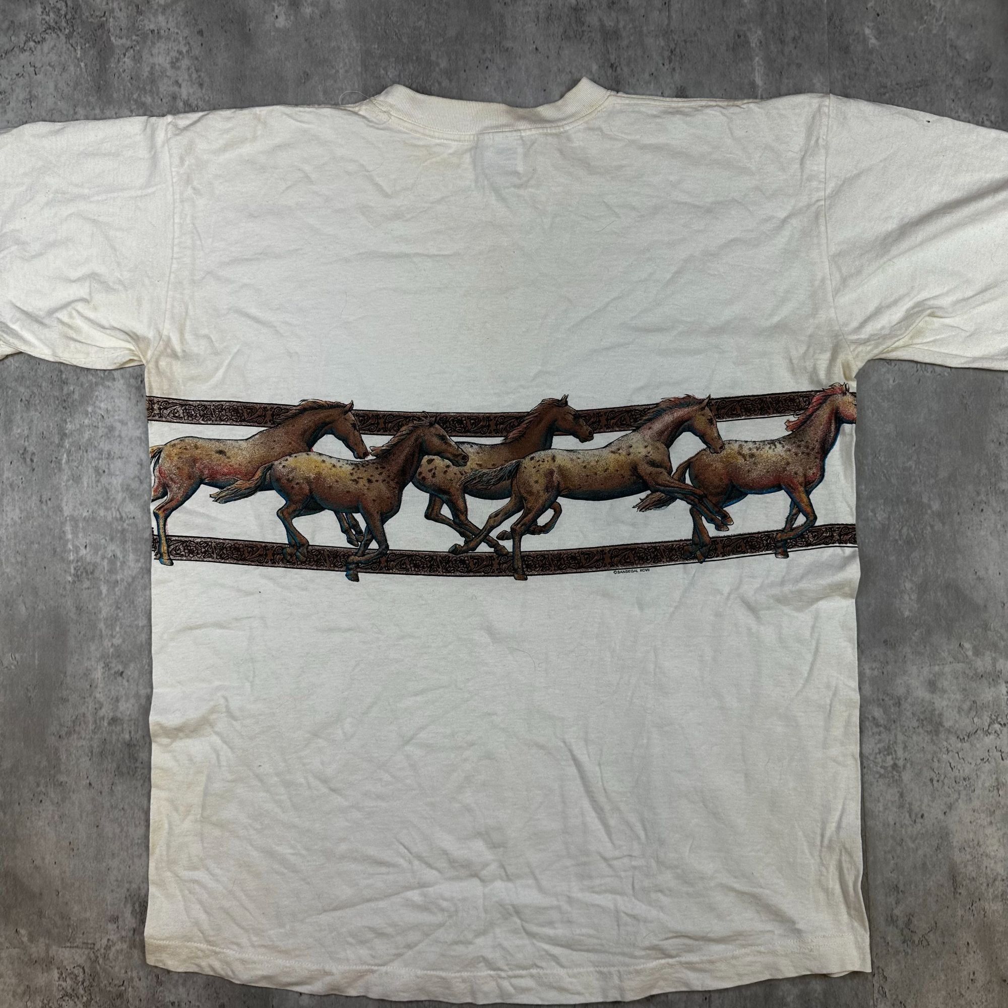 Vintage Vintage SanSegal Sportswear Horse Graphic T-Shirt XL 100% Co Size US XL / EU 56 / 4 - 2 Thumbnail