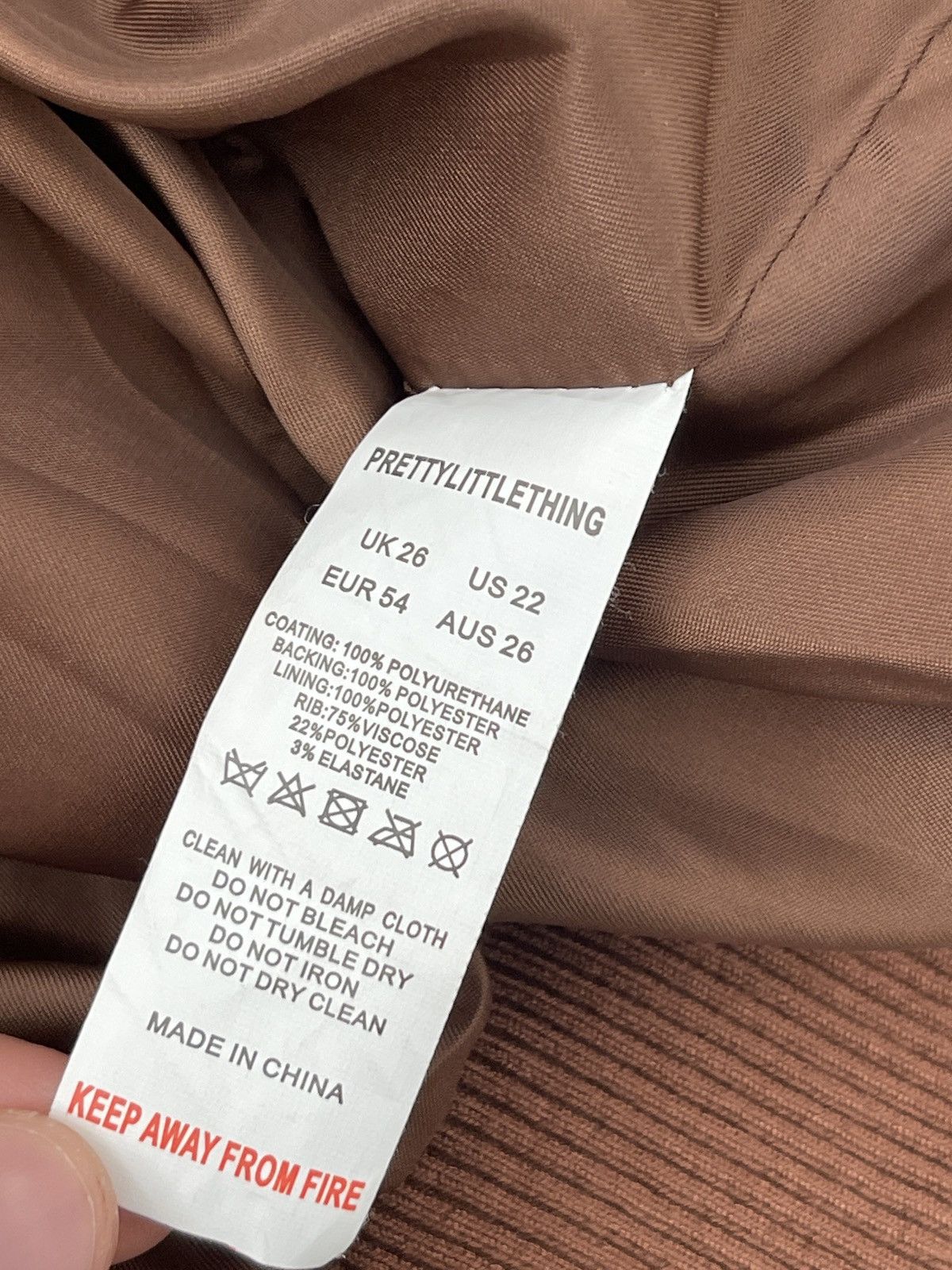 PrettyLittleThing Brown Faux Leather Varsity jacket with NEW YORK spelled out Size 3XL / US 20-22 - 8 Thumbnail