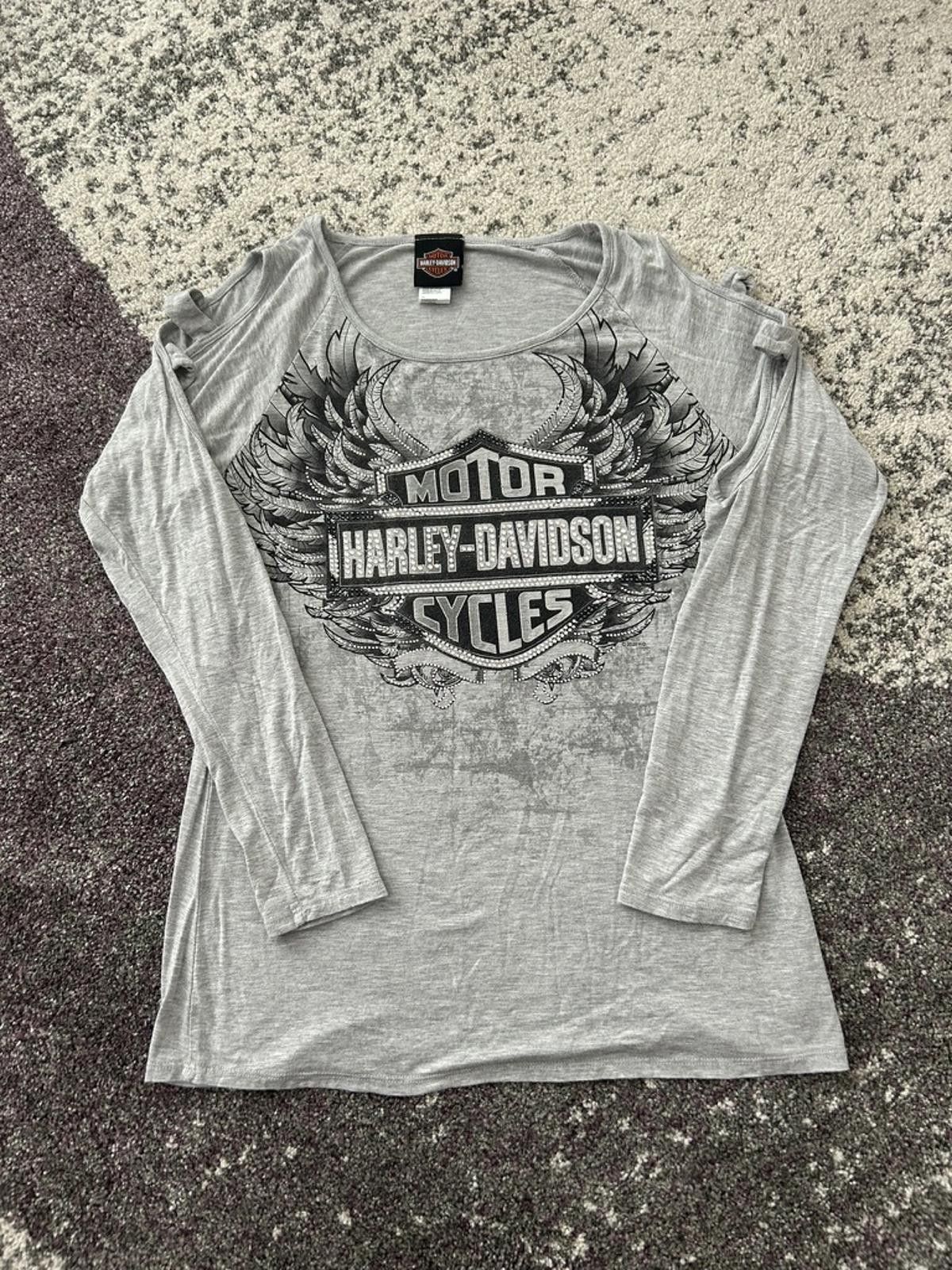 Harley Davidson Harley-Davidson Women's Long Sleeve Top with Winged Logo Size L / US 10 / IT 46 - 1 Thumbnail