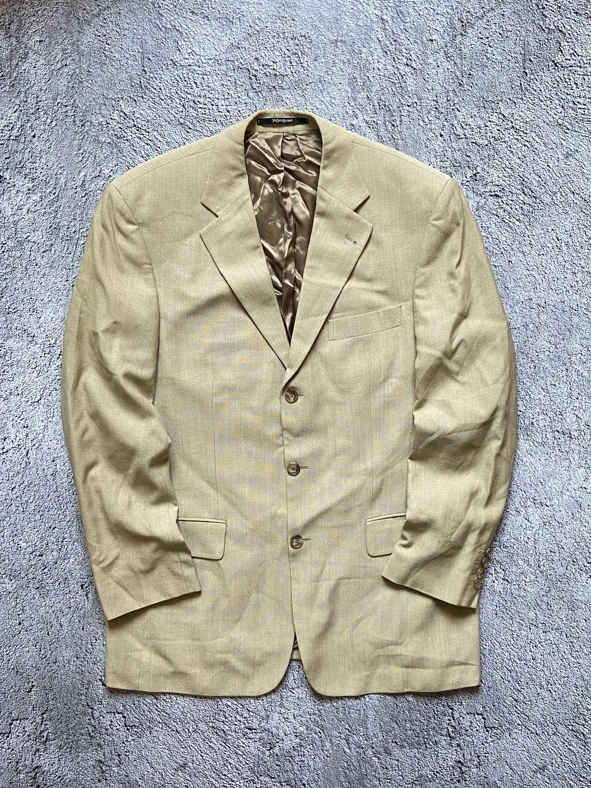 Saint Laurent Paris × Vintage × Yves Saint Laurent Vintage Yves Saint Laurent Distressed Blazer YSL Size 52R - 2 Thumbnail