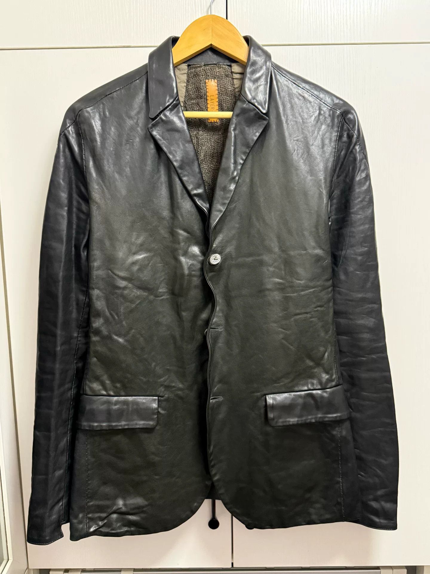 Layer-0 layer-0 Leather Jacket Brad Pitt Style Size US S / EU 44-46 / 1 - 2 Thumbnail