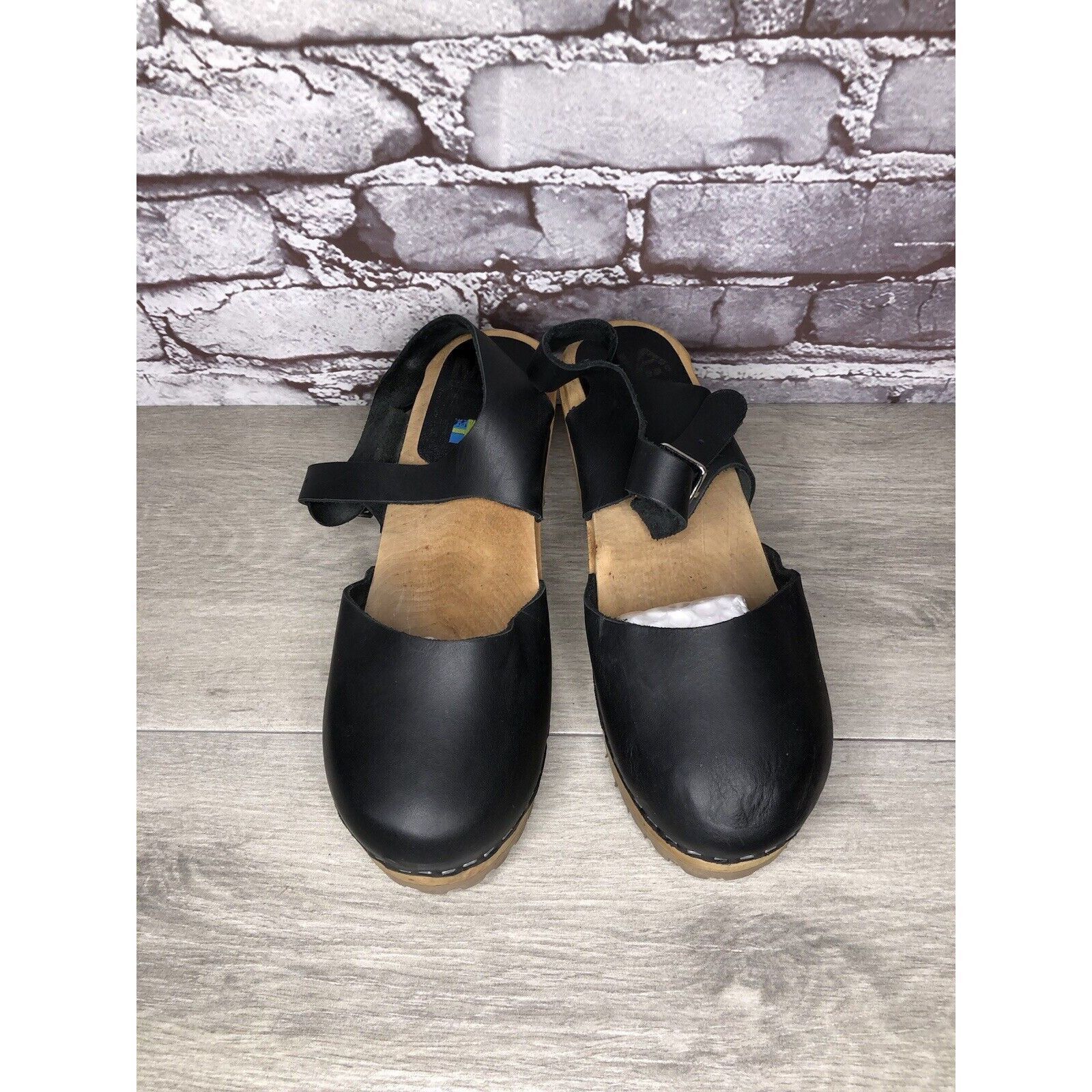 Other MIA Greta Black Leather Ankle Strap Wooden Heel Sandals Wome Size US 7.5 / IT 37.5 - 20 Thumbnail