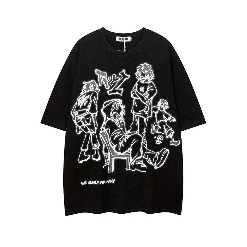 Japanese Brand Streetwear Funny Anime Cartoon Graphic Oversized T-Shirt y2k Size US L / EU 52-54 / 3 - 1 Thumbnail