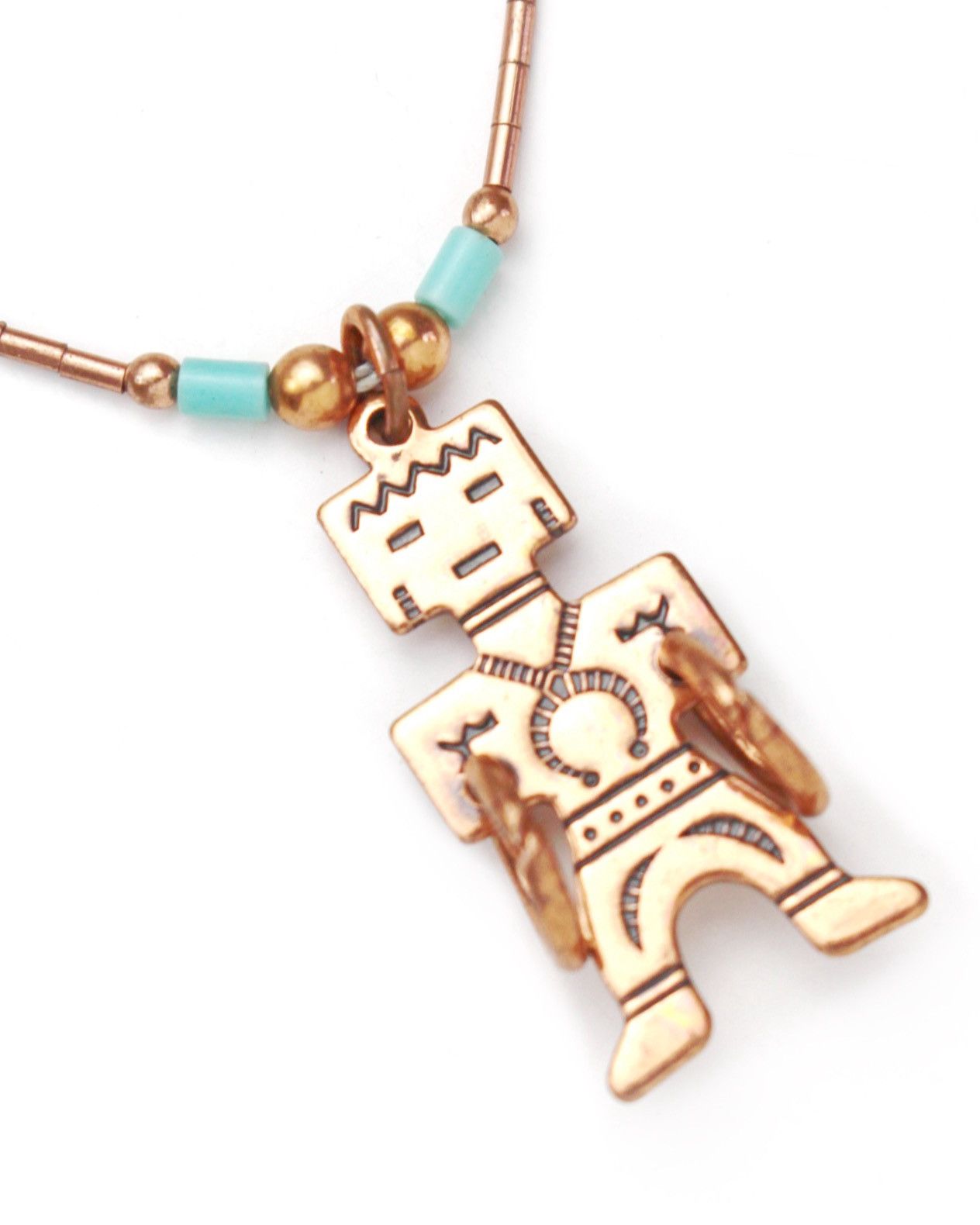 Vintage 1960S REPRO SUNRISE COPPER KACHINA HOOP DANCER NECKLACE Size ONE SIZE - 3 Thumbnail
