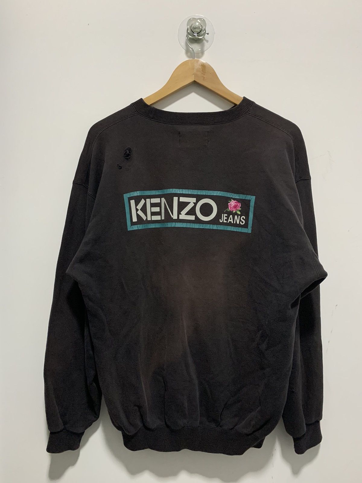Kenzo × Vintage Vintage Dark Brown Kenzo Distress Sweatshirt Crewneck Size US L / EU 52-54 / 3 - 1 Thumbnail