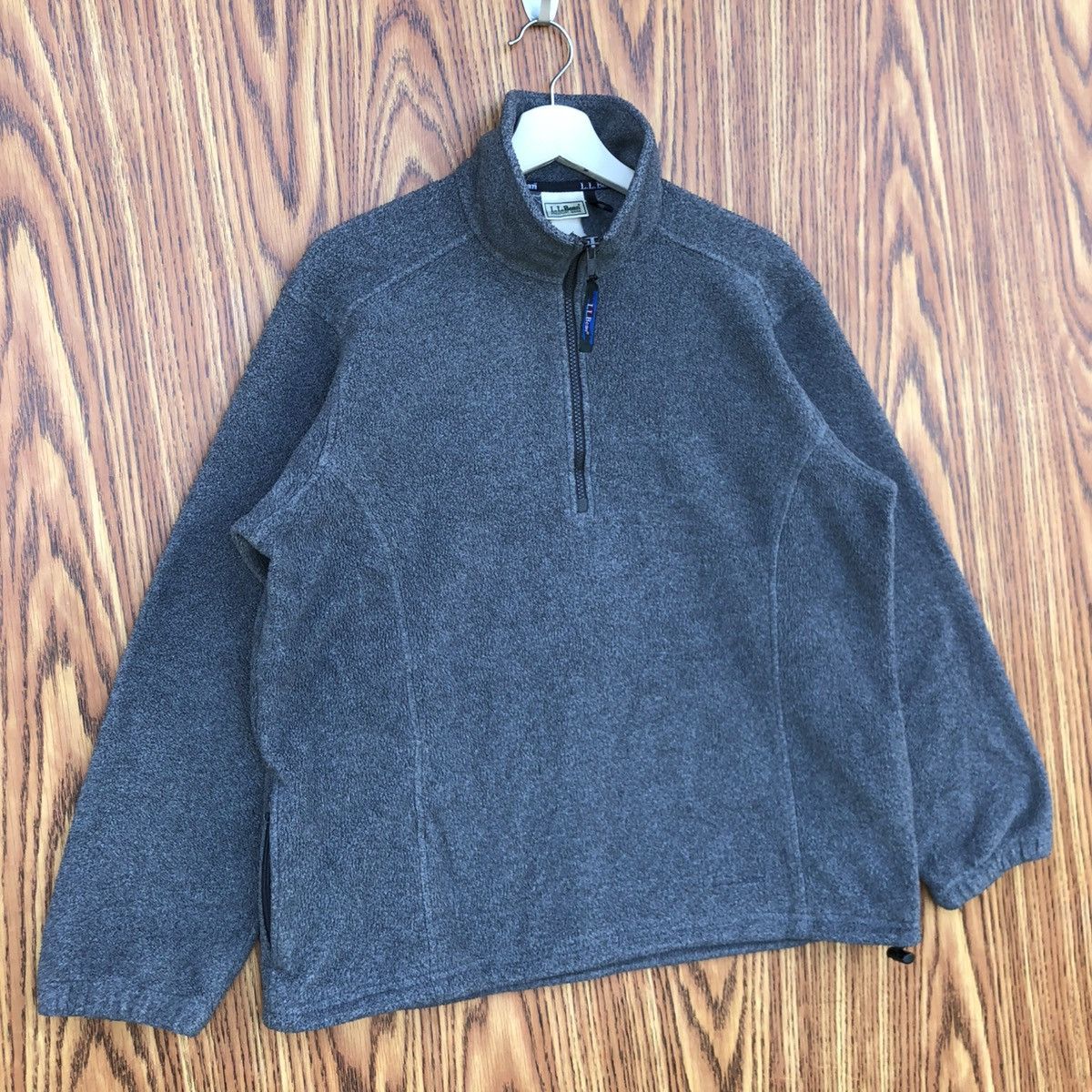 L.L. Bean L.L. Bean Dark Grey Fleece Quarter Zip Pullover Sweatshirt Size L / US 10 / IT 46 - 2 Thumbnail