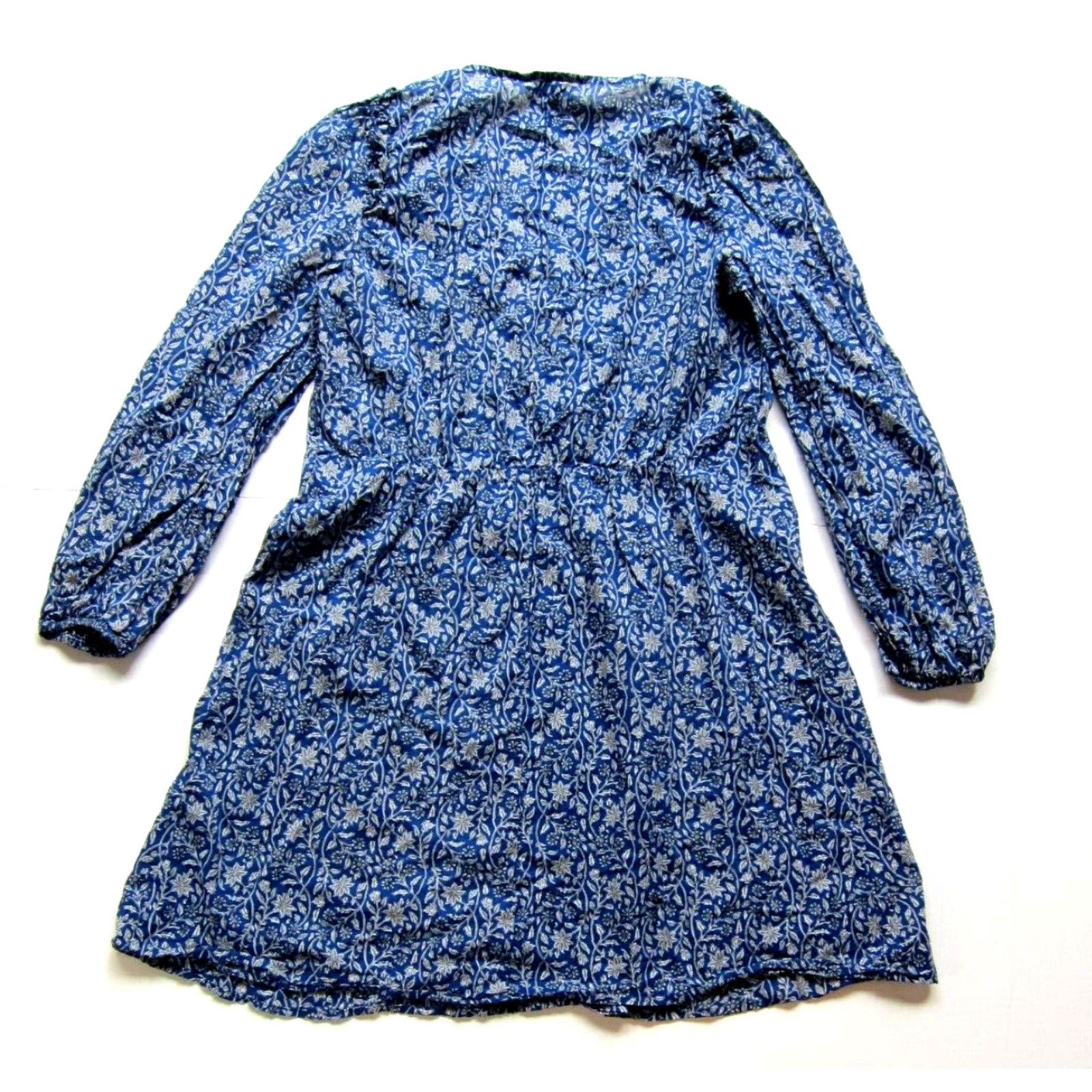 Banana Republic Banana Republic Cotton Blue White Floral V-Neck Long Sleeve Tunic Dress Small Size S / US 4 / IT 40 - 2 Thumbnail