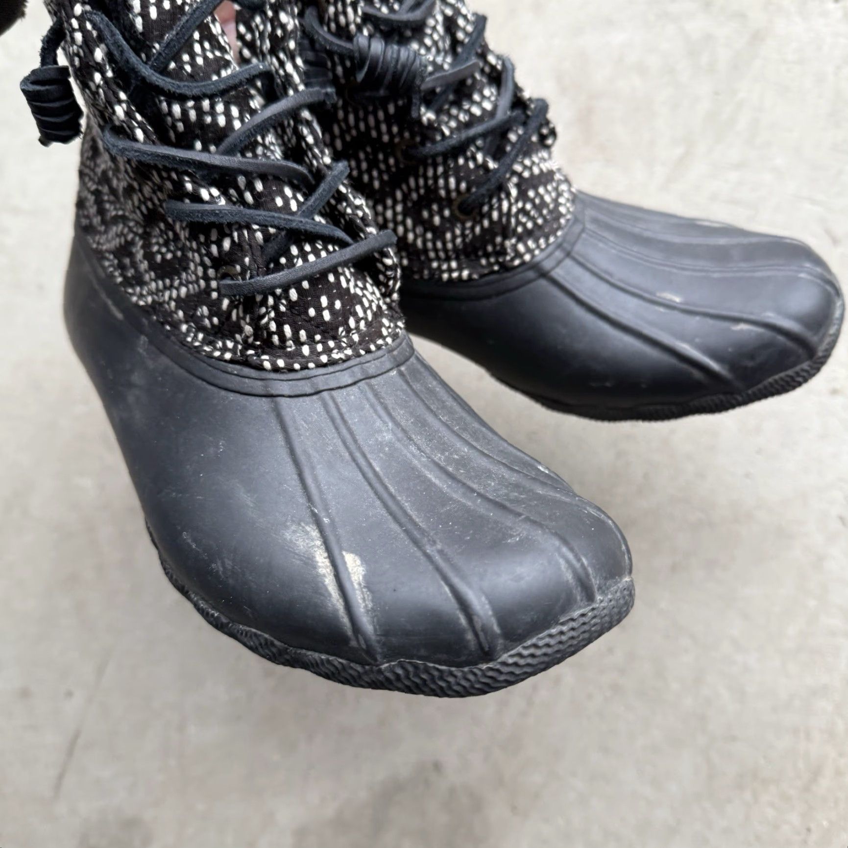 Sperry VINTAGE SPERRY Top-Sider Saltwater Duck Boots Tribal Black/White Women’s 6.5 Waterproof Rubber Snow Boot Women Size US 7 / IT 37 - 3 Thumbnail