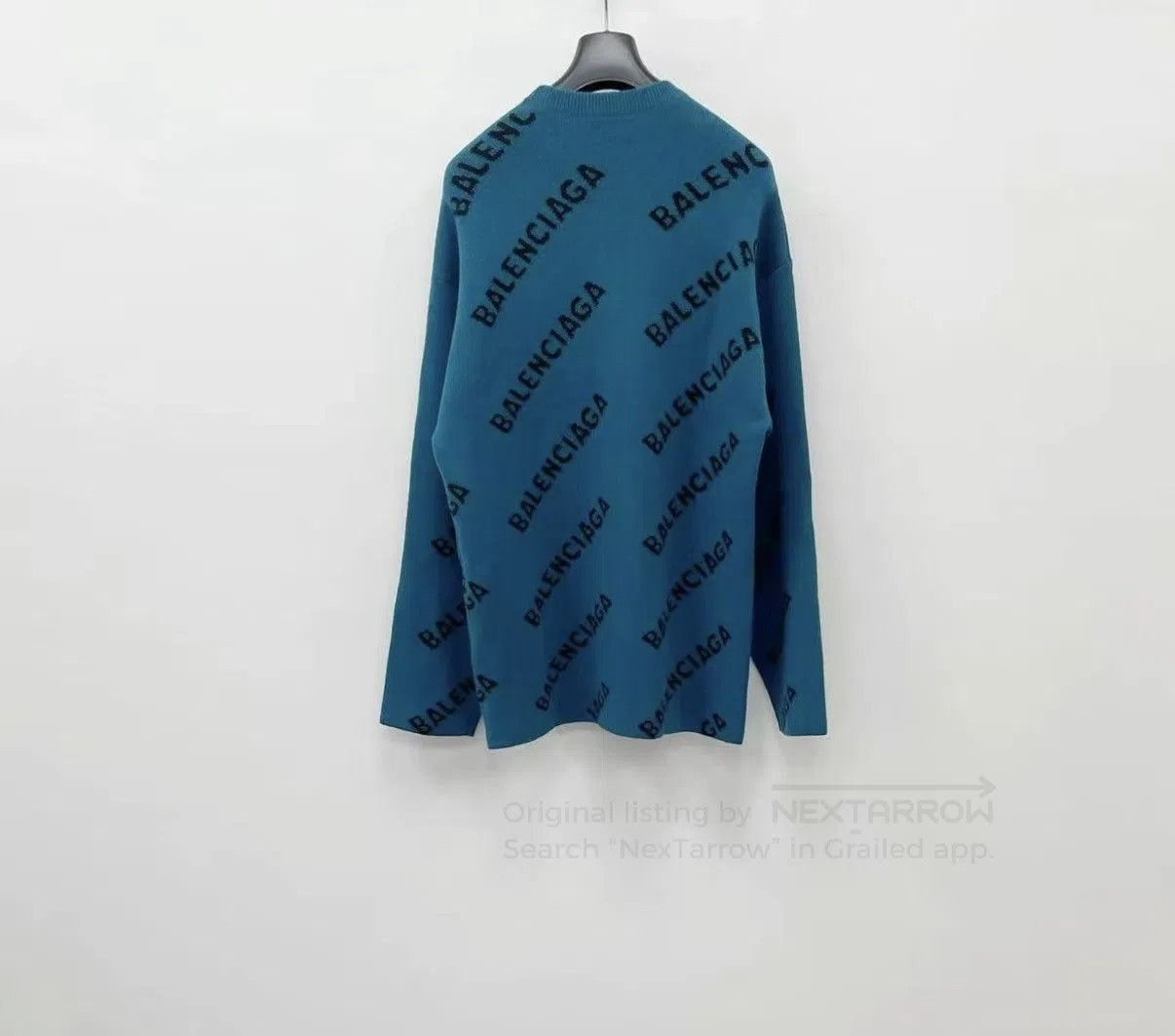 Balenciaga Blue Patterned Long Sleeve Sweater Size L. Size US L / EU 52-54 / 3 - 5 Thumbnail