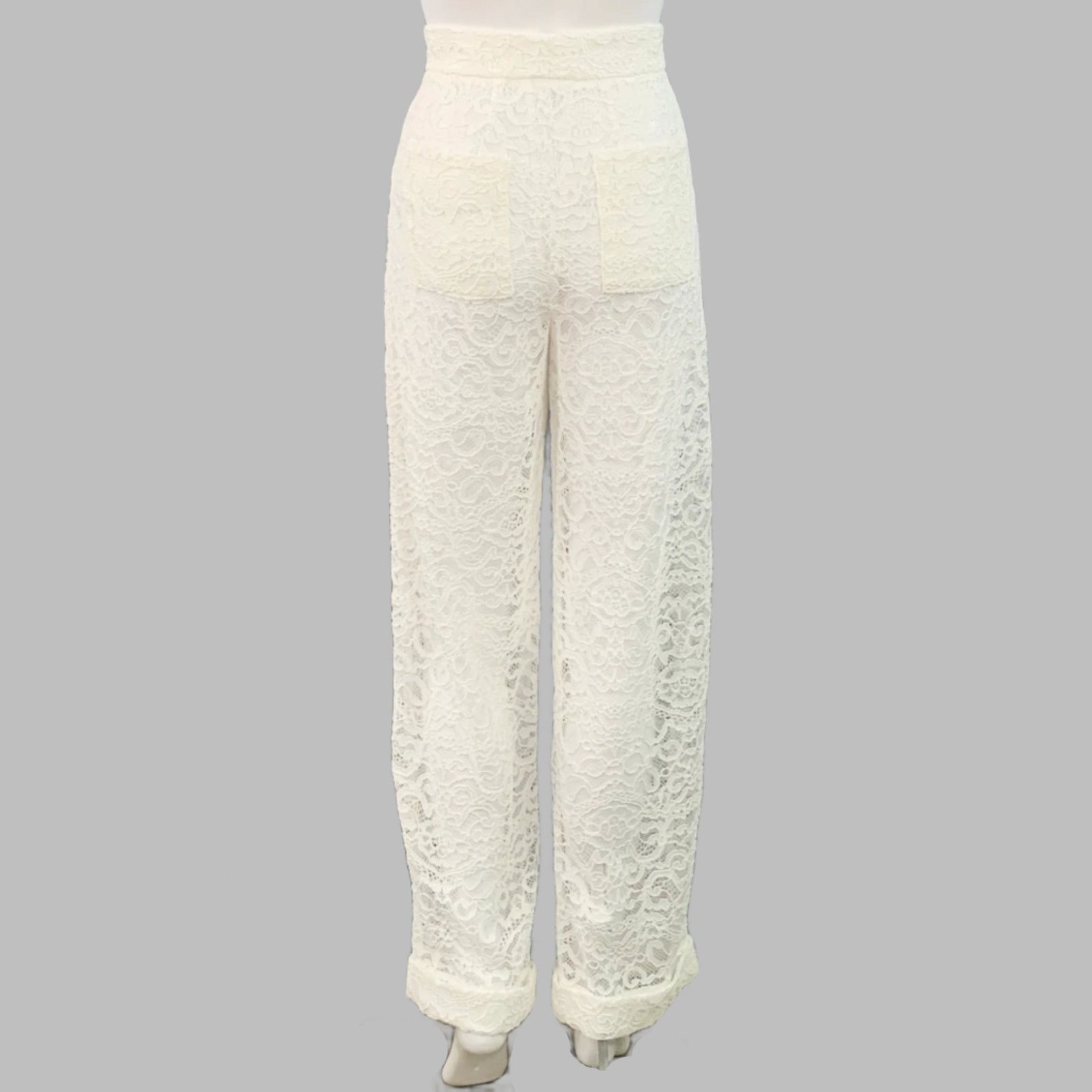 Other INTERIOR Size XS Off White Nylon Blend Lace Shirt Pants Set Size XS / US 0-2 / IT 36-38 - 5 Thumbnail