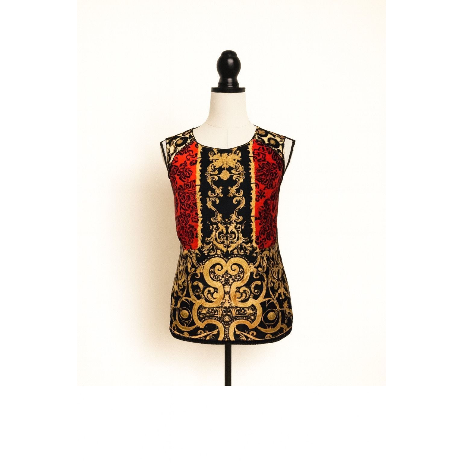 Laundry by Shelli Segal Laundry by Shelli Segal Baroque Sleeveless Top Red Black Gol Size XS / US 0-2 / IT 36-38 - 1 Thumbnail