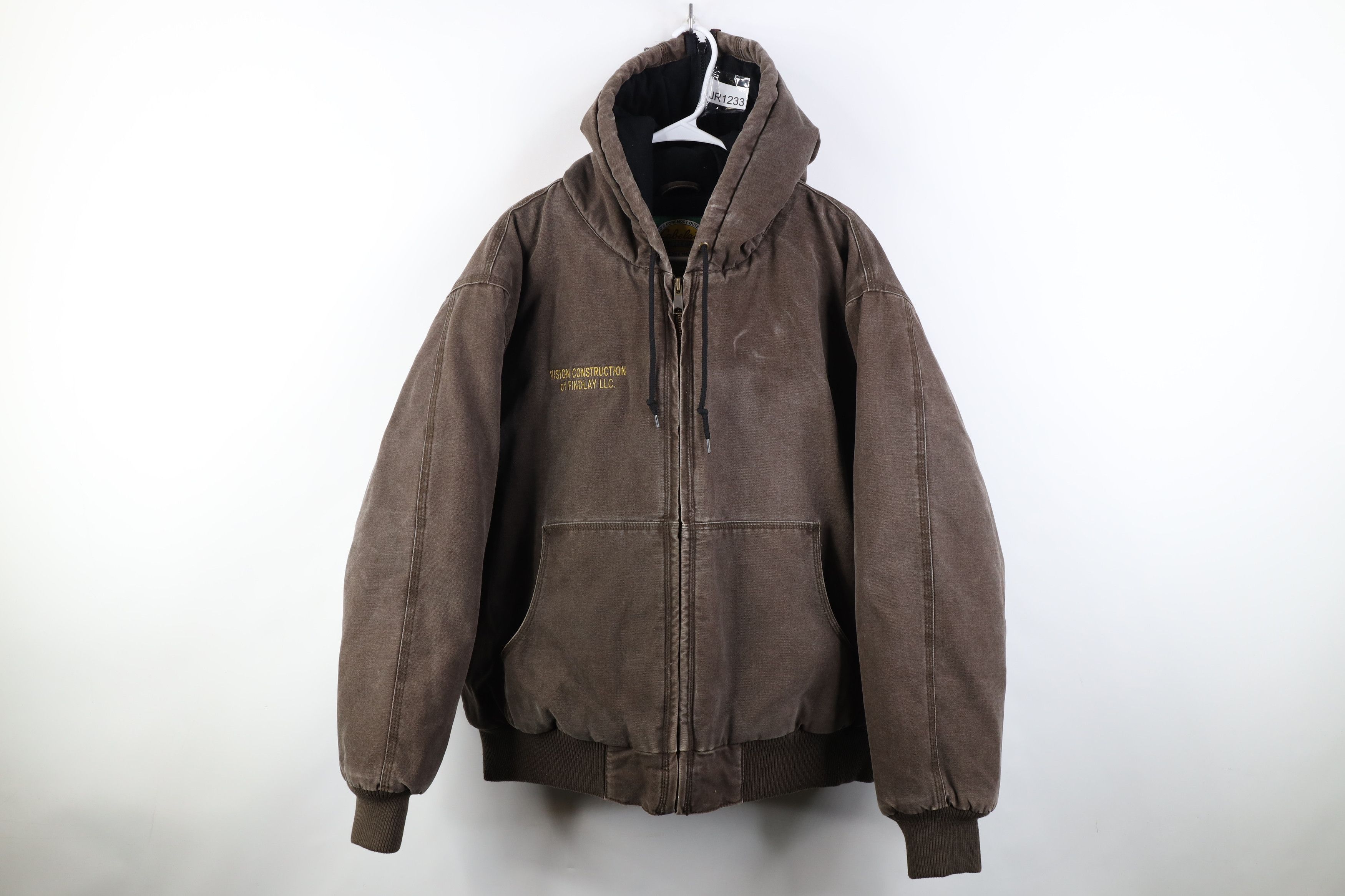 Vintage 90s Cabelas Canvas Quilted Cape Hooded Jacket Brown