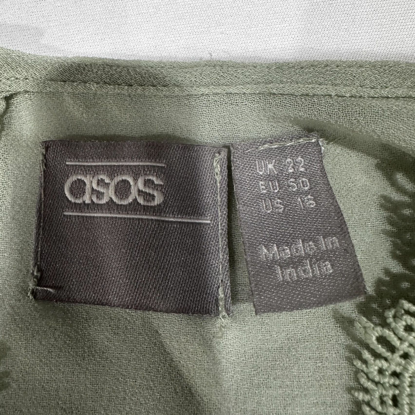 Asos ASOS Dress Plus 18 Green Sheer Chiffon V Neck Smocked Tiered Coquette UNLINED Dress Size XXL / US 16-18 / IT 52-54 - 5 Thumbnail