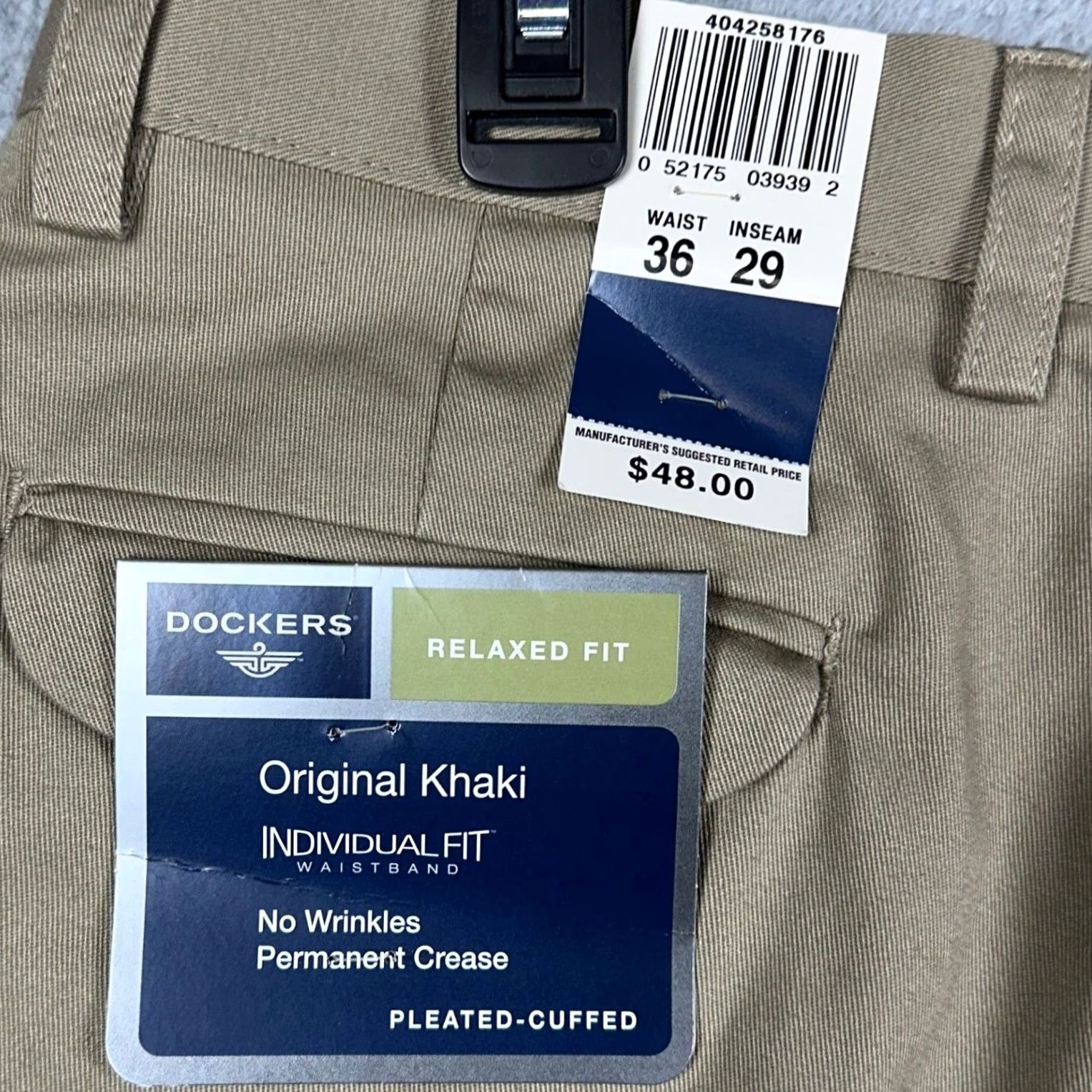 Dockers VINTAGE Dockers Original Khaki Relaxed Pants Mens 36X29 Tan Khakis Pleated Cuffed 100% Cotton Beige Size US 36 / EU 52 - 7 Thumbnail