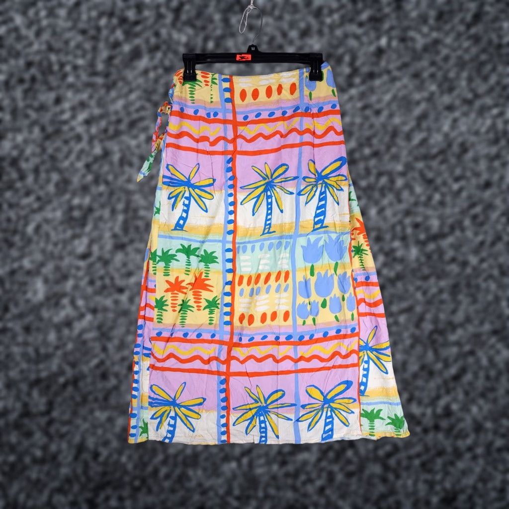 Jams World Jams World Maxi Skirt Women's L Long Floral Abstract Tie Multicolor Rayon Casual Summer Spring Tie Closure Machine Washable Womens Regular Skirt Size 36" / US 14 / IT 50 - 1 Thumbnail