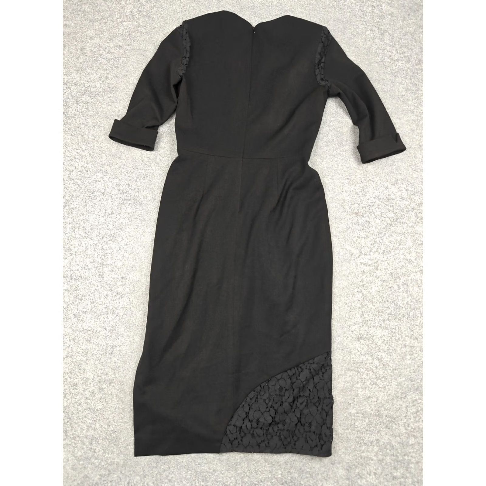 Black Halo Black Halo Dress Womens 6 Black Lace Panel Sheath Midi 3/4 Sleeve Style 208308 Size M / US 6-8 / IT 42-44 - 5 Thumbnail