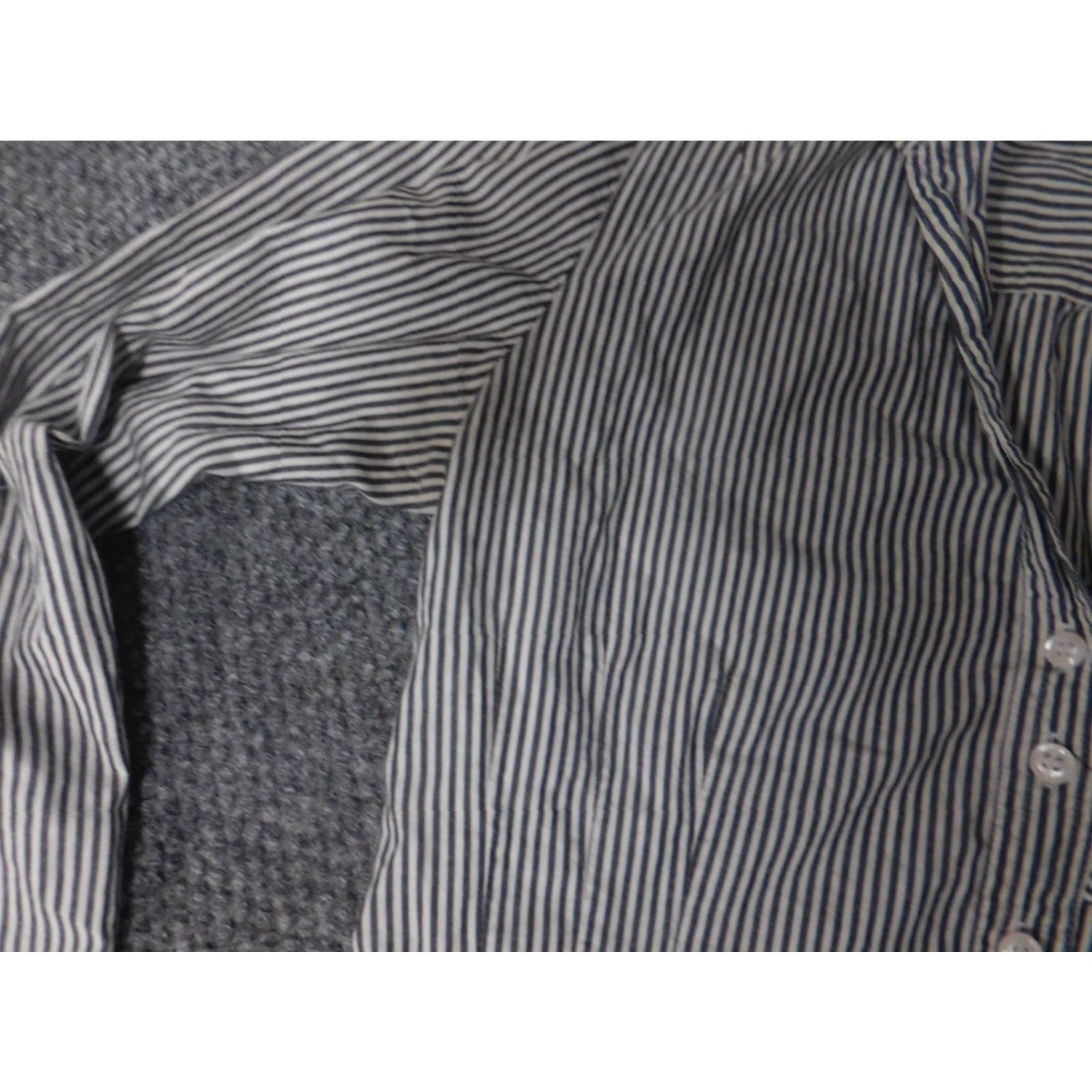 Apt. 9 Apt 9 Womens Blouse Small Gray Striped Button Down Shirt Casual Sleeve Collared Cotton Polyester Regular Basic Vintage No Size S / US 4 / IT 40 - 5 Thumbnail