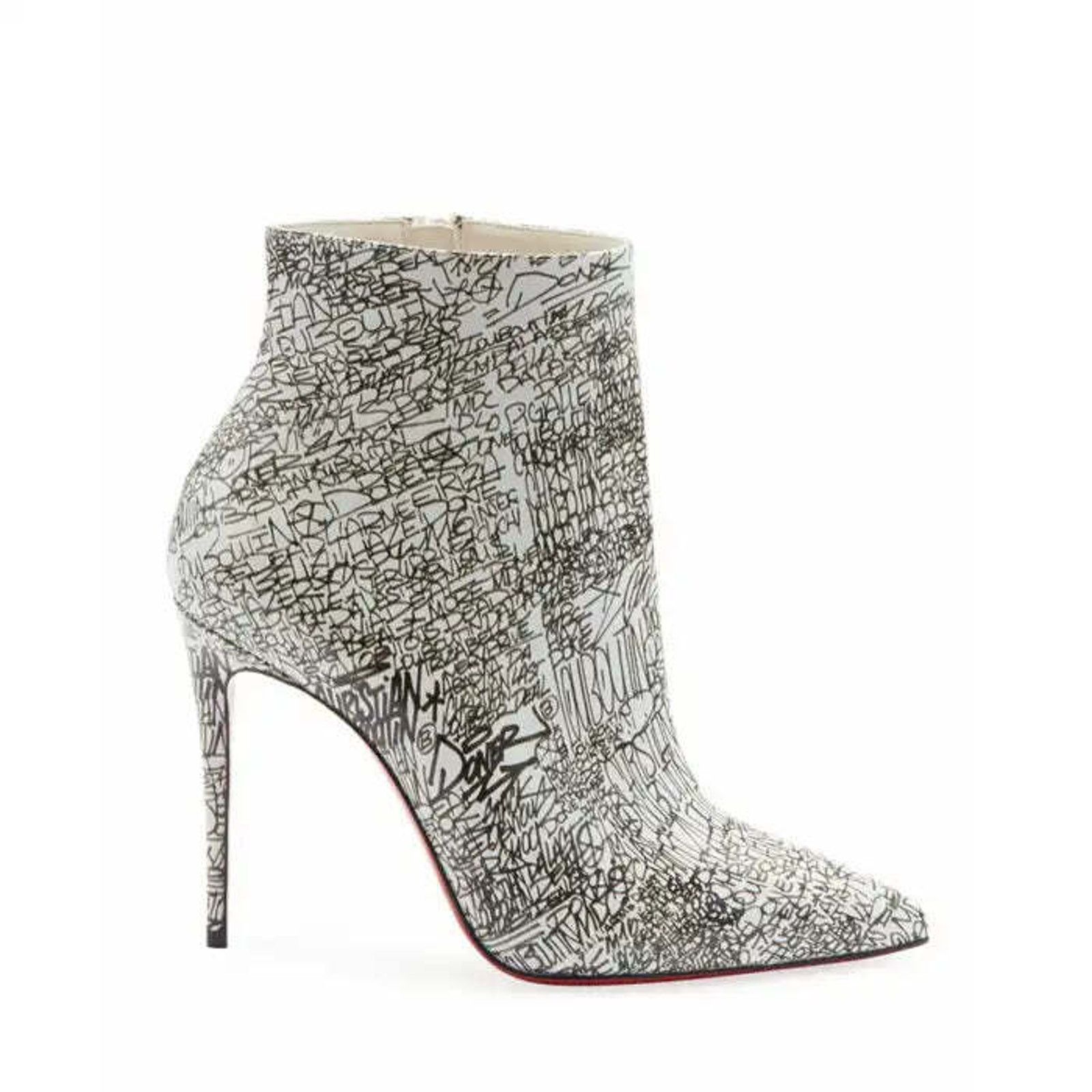 Christian Louboutin Christian Louboutin So Kate Booty 100 Black White Caligraf Size US 5.5 / IT 35.5 - 4 Thumbnail