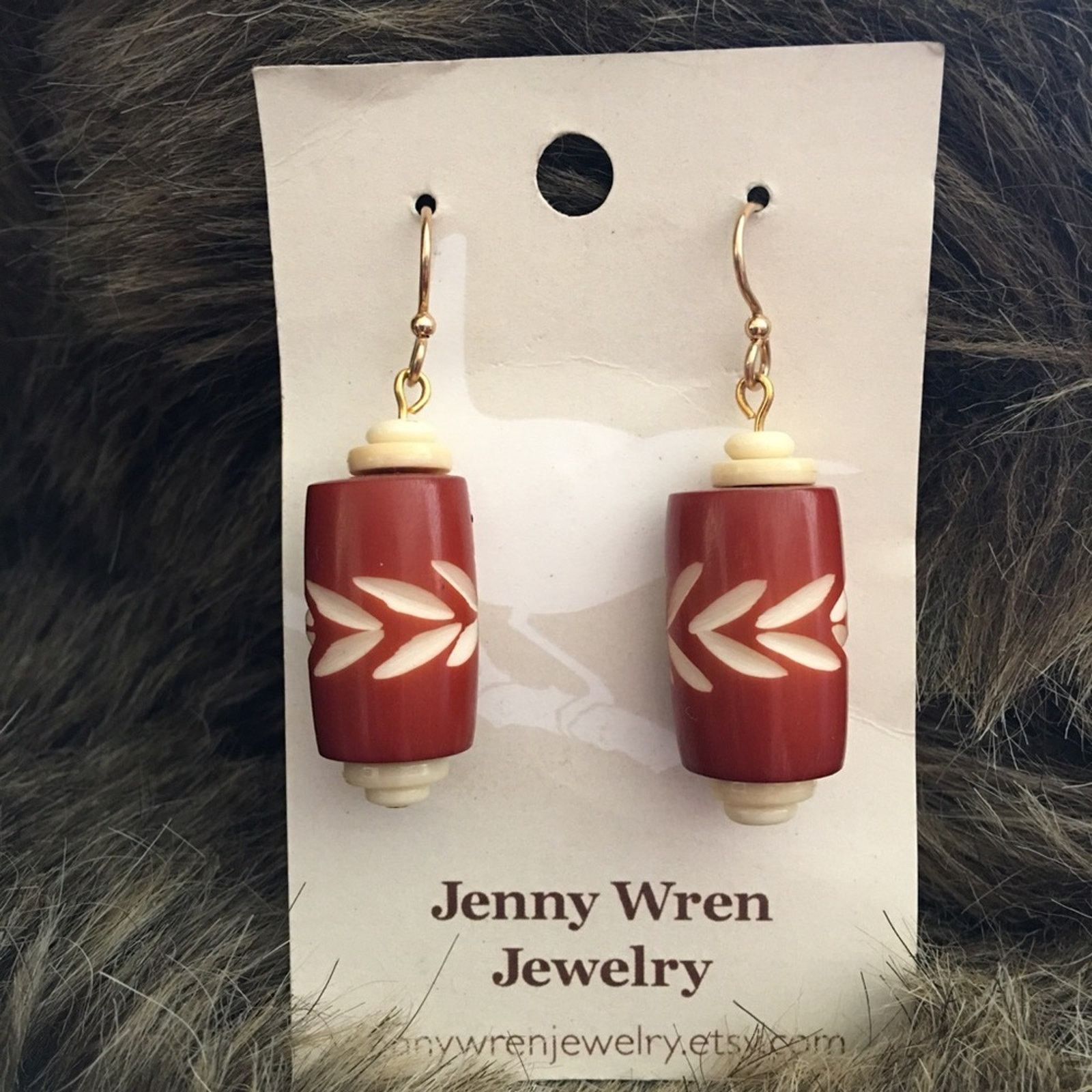 Jewelry Jenny Wren fish hook dangle earrings handcrafted Size ONE SIZE - 1 Thumbnail