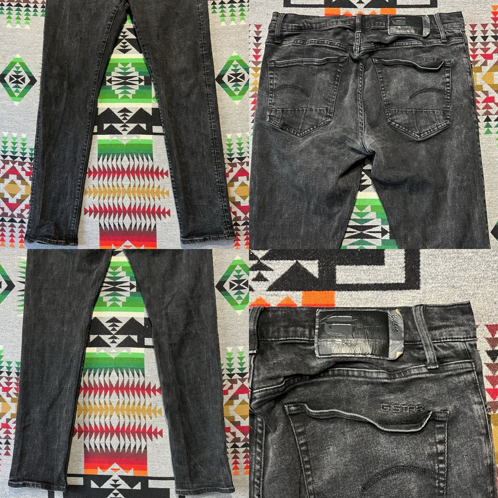 G-Star G Star Raw Jeans Mens 36x32 Black 3301 Slim Stretch Button Fly Denim D3 Size US 36 / EU 52 - 8 Thumbnail