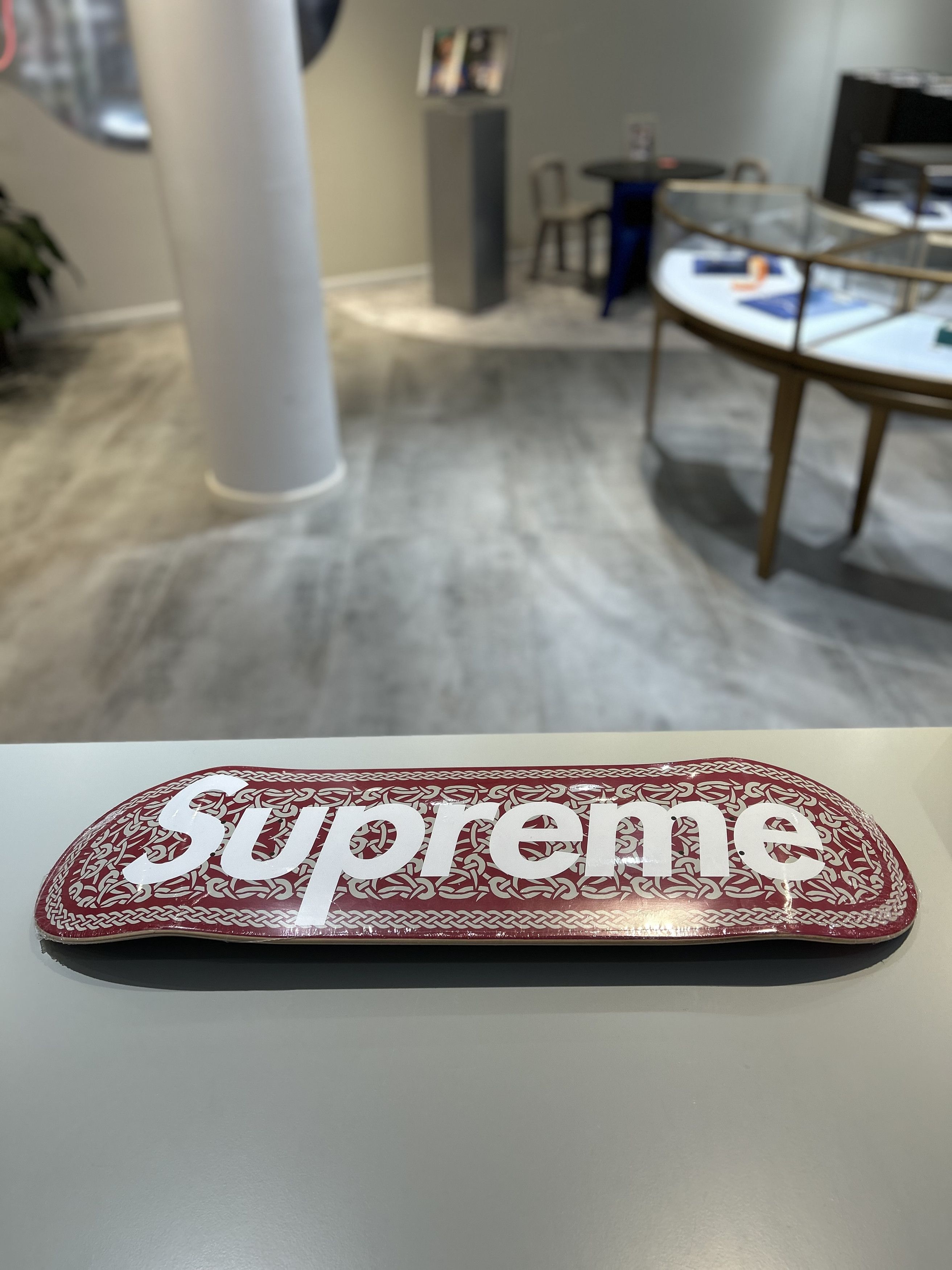 image of Supreme Celtic Knot Skateboard Deck Red, Men's