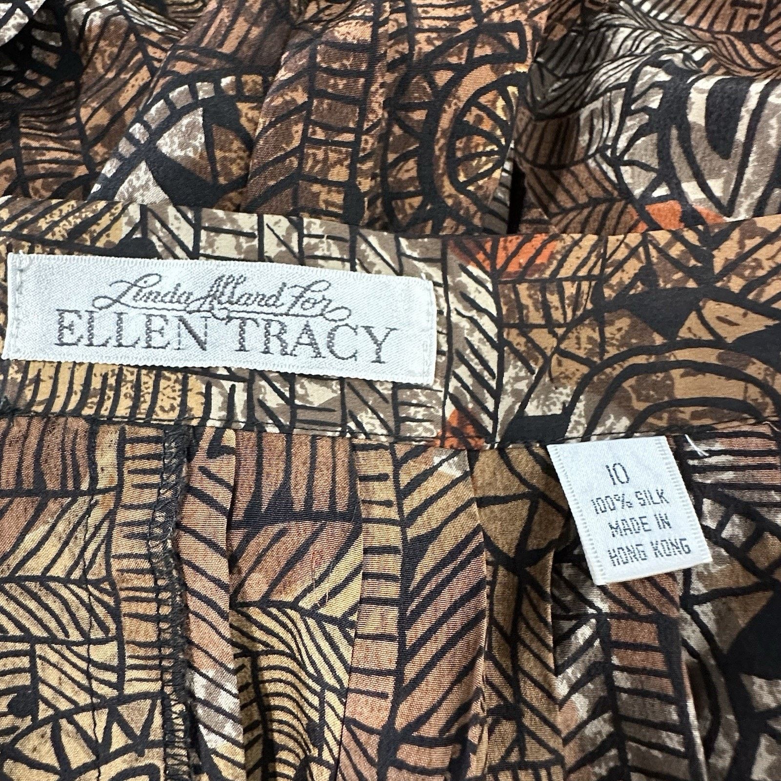 Ellen Tracy Linda Allard for Ellen Tracy Silk Abstract Tribal Skirt 10 Size 32" / US 10 / IT 46 - 5 Thumbnail