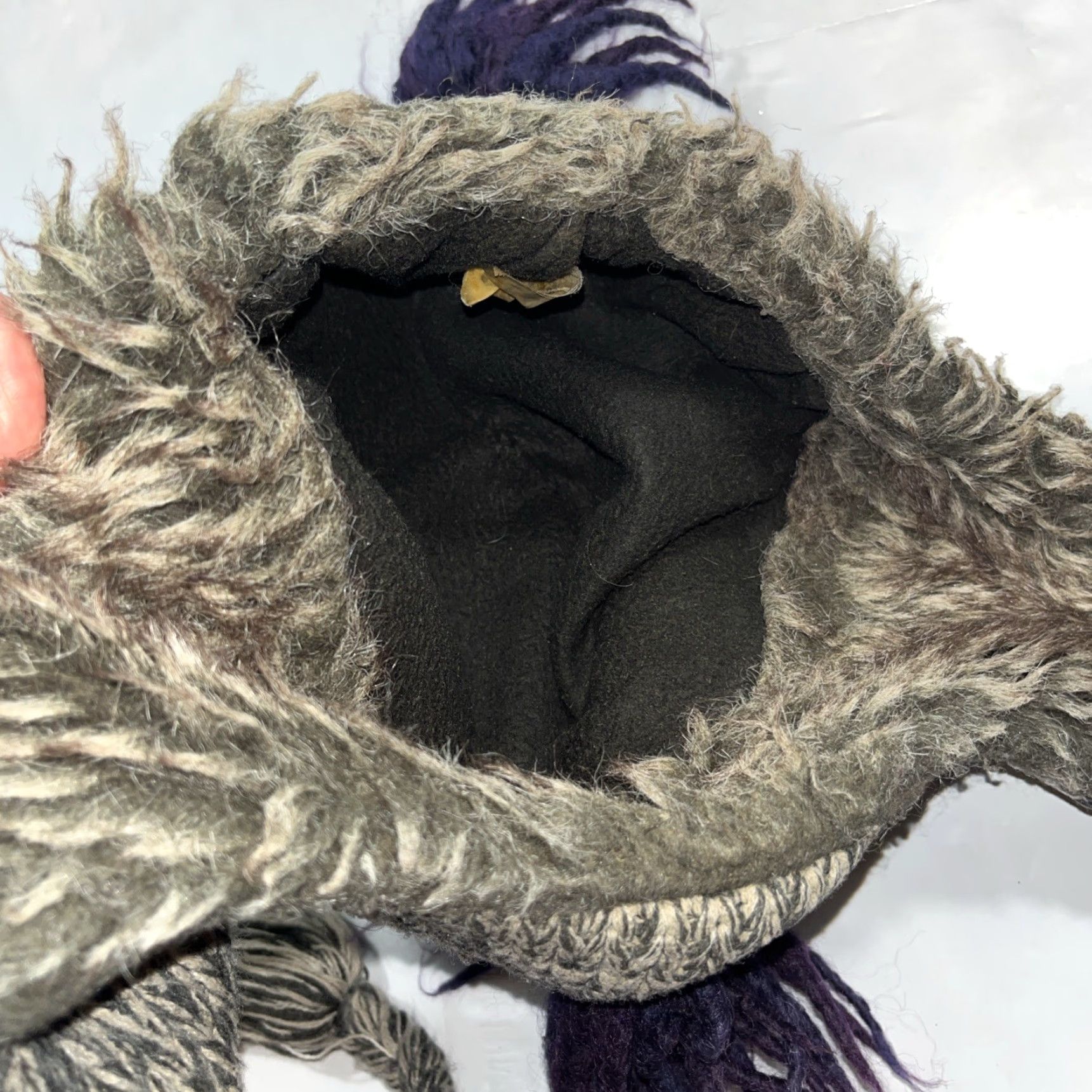 Vintage Dakota Dan HAT Gray Blue Knit Ear Flap Mohawk Braided Hang Ties 3D Tribal Winter Knit Cap Unisex Adults Men Women 90s Wild Ski Snow Geometric Pattern Size ONE SIZE - 7 Thumbnail