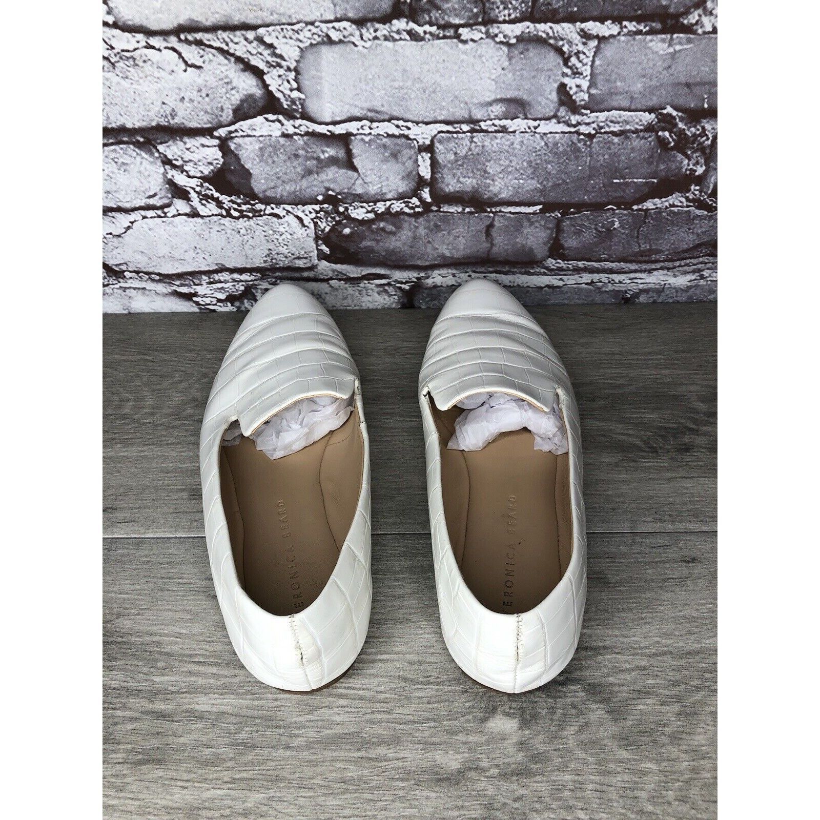 Veronica Beard Veronica Beard Griffin White Leather Croc Embossed Loafer Fl Size US 9.5 / IT 39.5 - 7 Thumbnail