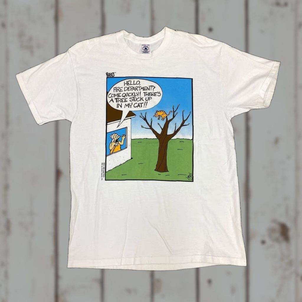 Delta VINTAGE 1996 Old Lady Cat Joke Humor Comedy T-Shirt Men's Large White Cat 80s Vintage Humor Graphic Print Size US L / EU 52-54 / 3 - 1 Thumbnail