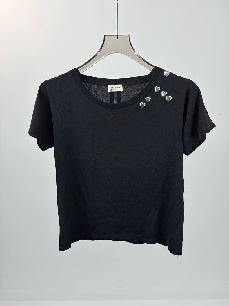 SAINT LAURENT SLP Heart Decor Tee - dmc