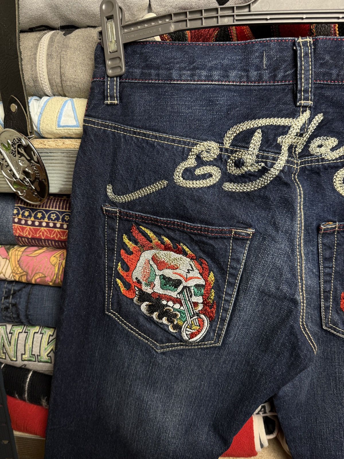 Christian Audigier “Skull Pockets” Ed Hardy Jeans Size US 32 / EU 48 - 12 Thumbnail