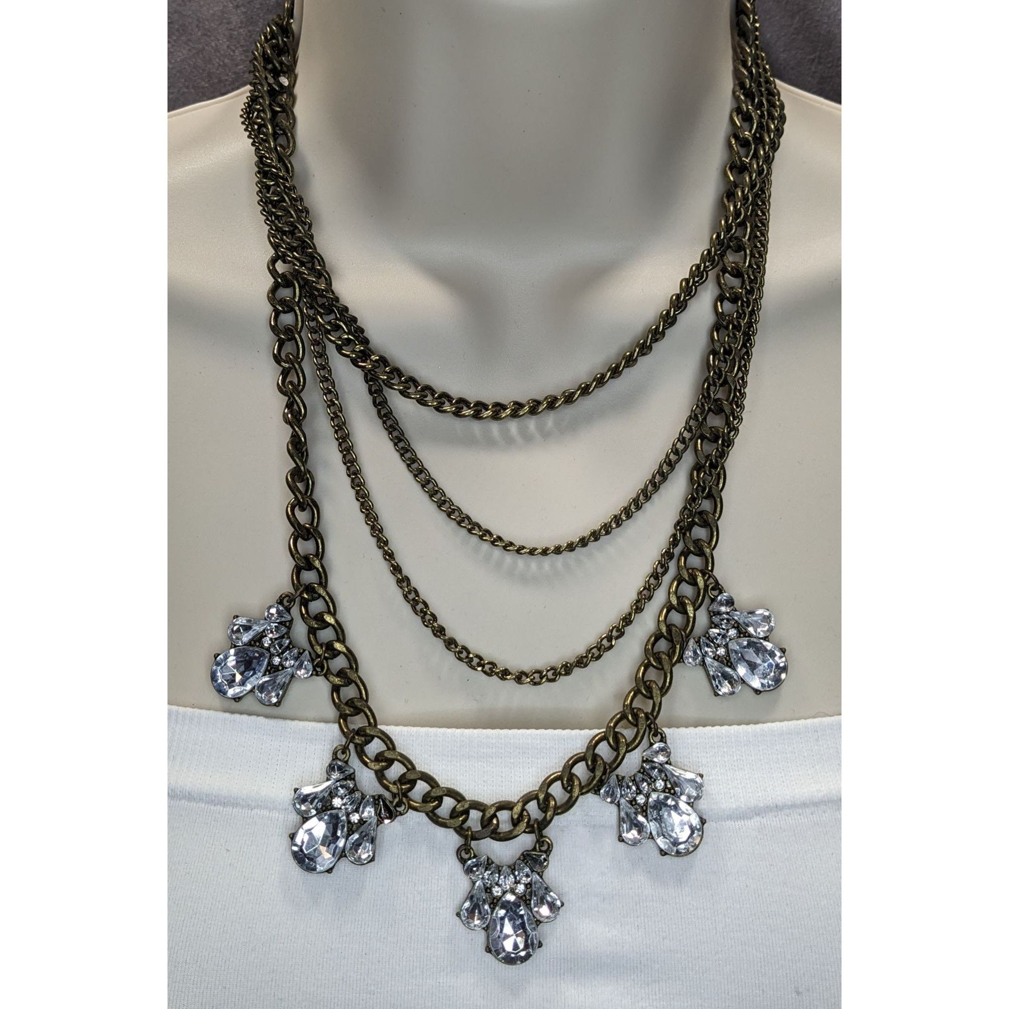 Other Vintage 90s Floral Glam Multi-Layered Necklace With Crystal Size ONE SIZE - 4 Thumbnail