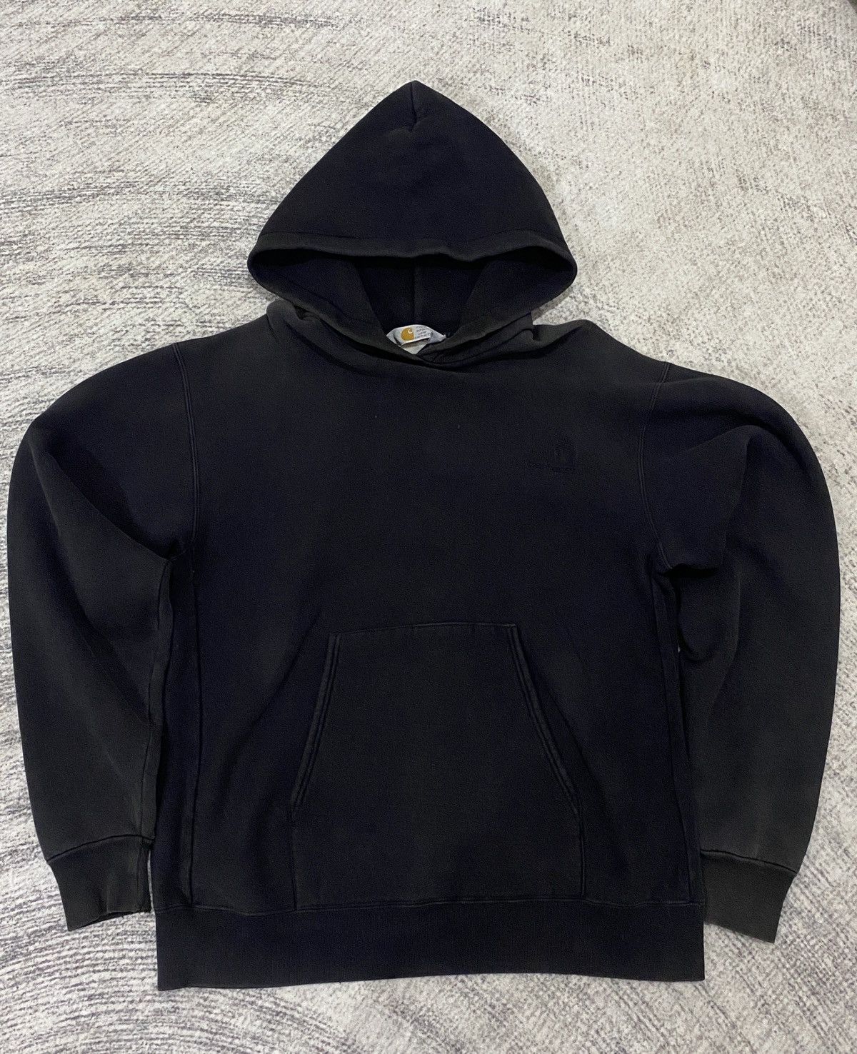 Carhartt Vintage 90s Carhartt Heavyweight Hoodie - Tonal Black Logo Size US XL / EU 56 / 4 - 1 Thumbnail
