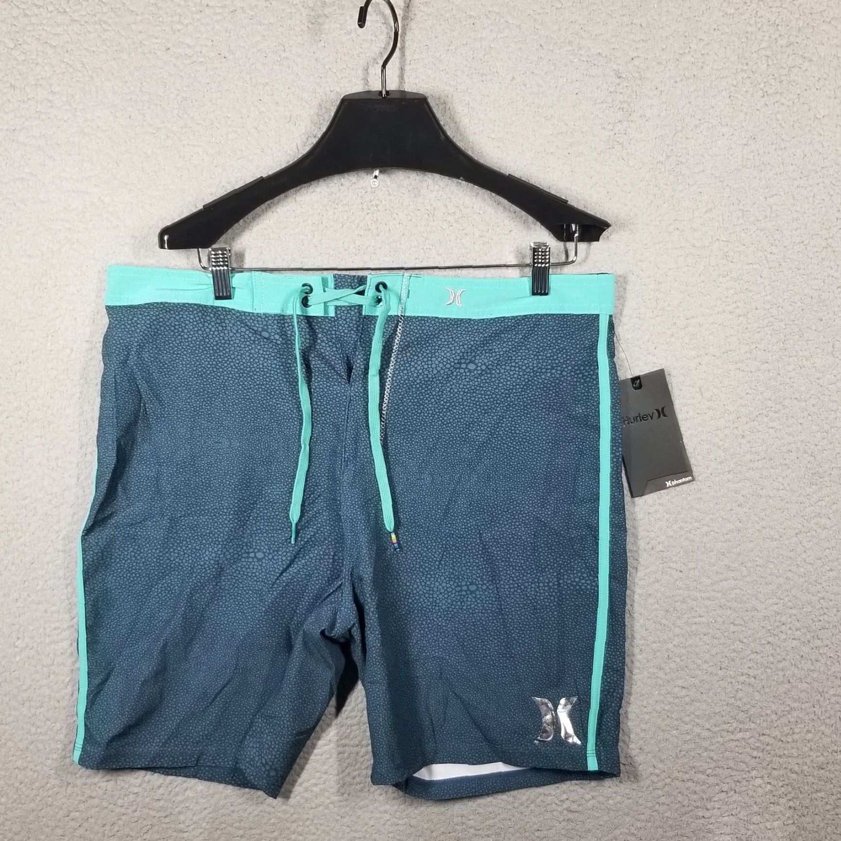 Hurley VINTAGE Hurley Mens Boardshorts 34 Washed Teal 20" Stingray Quick Dry Drawstring Beach 90s Mens Size US 34 / EU 50 - 3 Thumbnail
