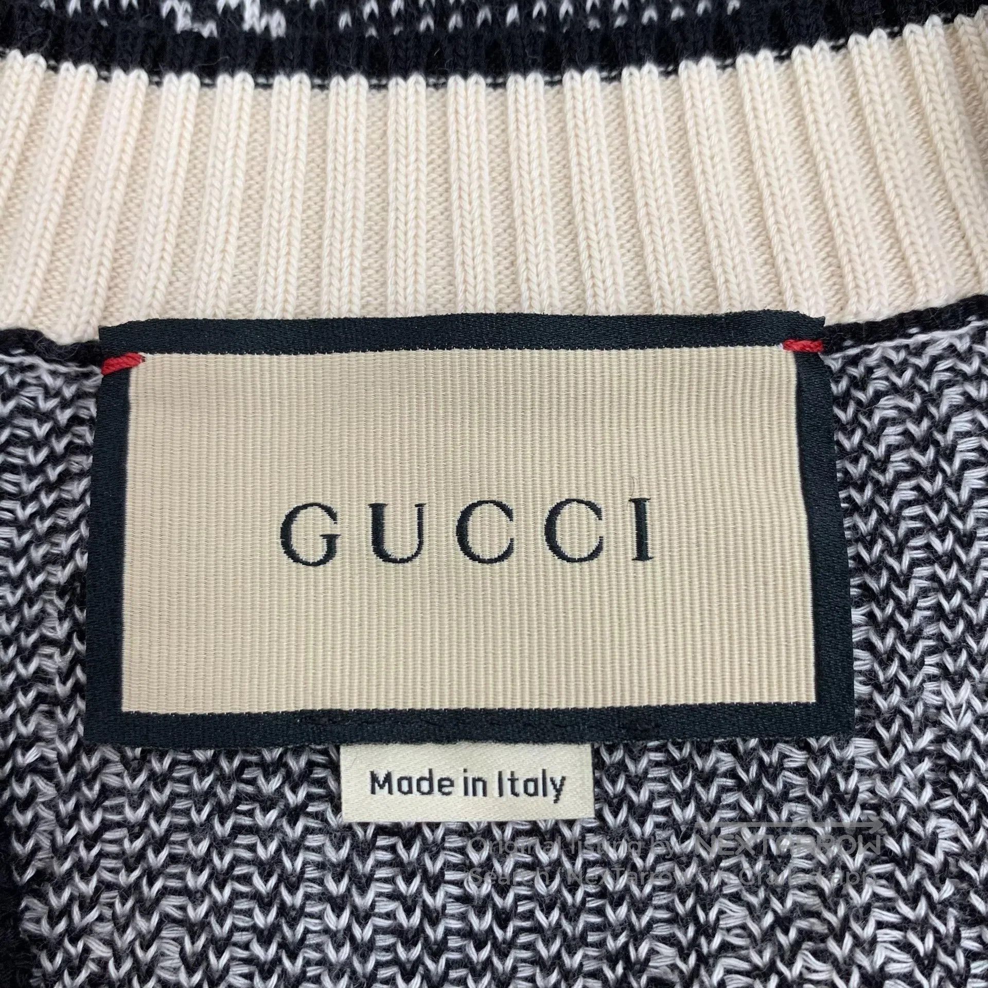 Gucci Guicci Black diamond pattern cotton V-neck long sleeve kni Size US L / EU 52-54 / 3 - 5 Thumbnail
