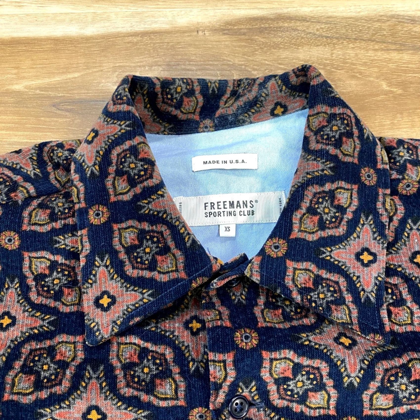 Vintage Freemans Sporting Club Shirt Mens XS Medallion Corduroy Heritage Navy USA Size US XS / EU 42 / 0 - 3 Thumbnail