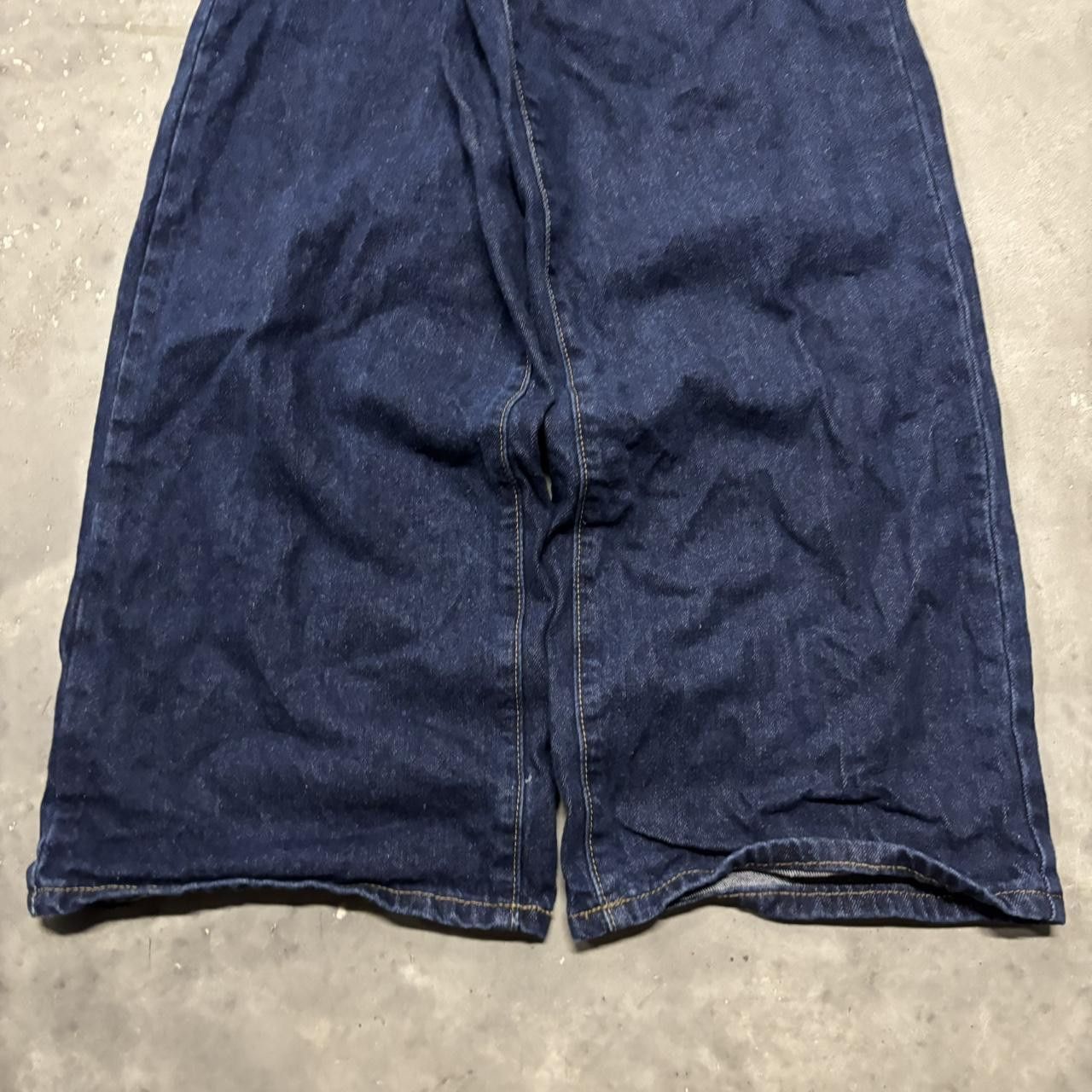 Japanese Brand × Vintage Crazy Vintage Y2K/2000s Dark Blue Wash Wide Leg Denim Jeans! Size US 26 / EU 42 - 5 Thumbnail