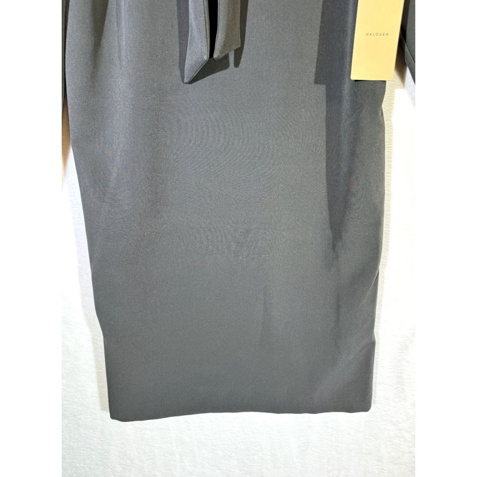 Vintage Halogen Dress Women's Small Black Shift Pullover Polyester Stretch Tie Neck W430 Size S / US 4 / IT 40 - 3 Thumbnail