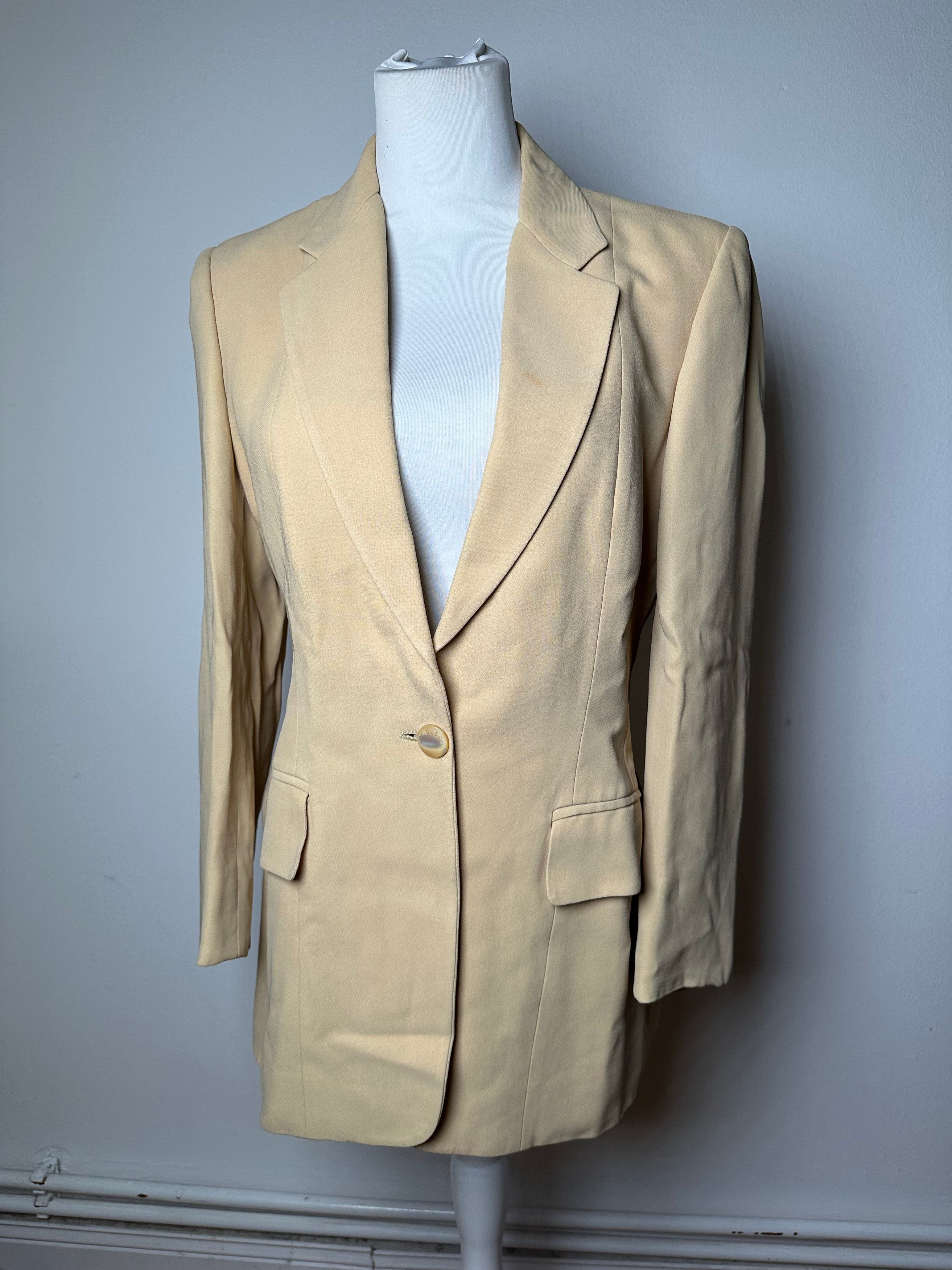 Gucci Vintage Viscose Longline Blazer Beige IT42 Size M / US 6-8 / IT 42-44 - 1 Thumbnail