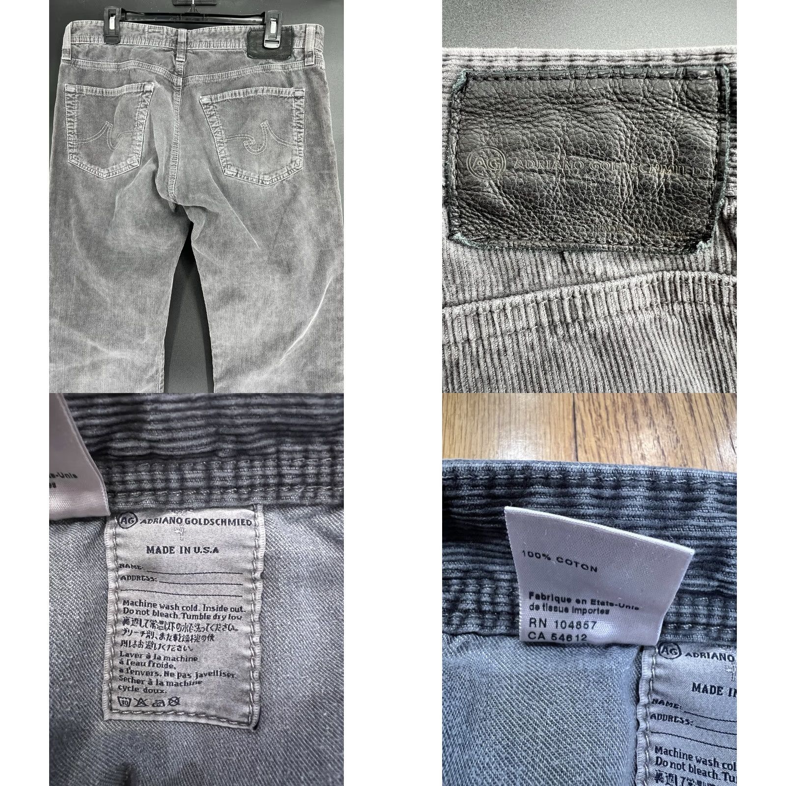 Vintage AG Adriano Goldschmied The Protege Corduroy Pants Men 34x33 Straight Leg Gray 5-Pocket USA Chino Size US 34 / EU 50 - 8 Thumbnail