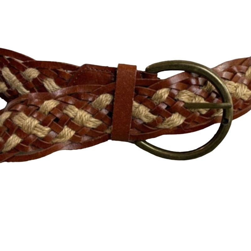 J.Crew J. Crew Women Small Belt Brown Leather Tan Jute Braided Boho Size ONE SIZE - 2 Thumbnail